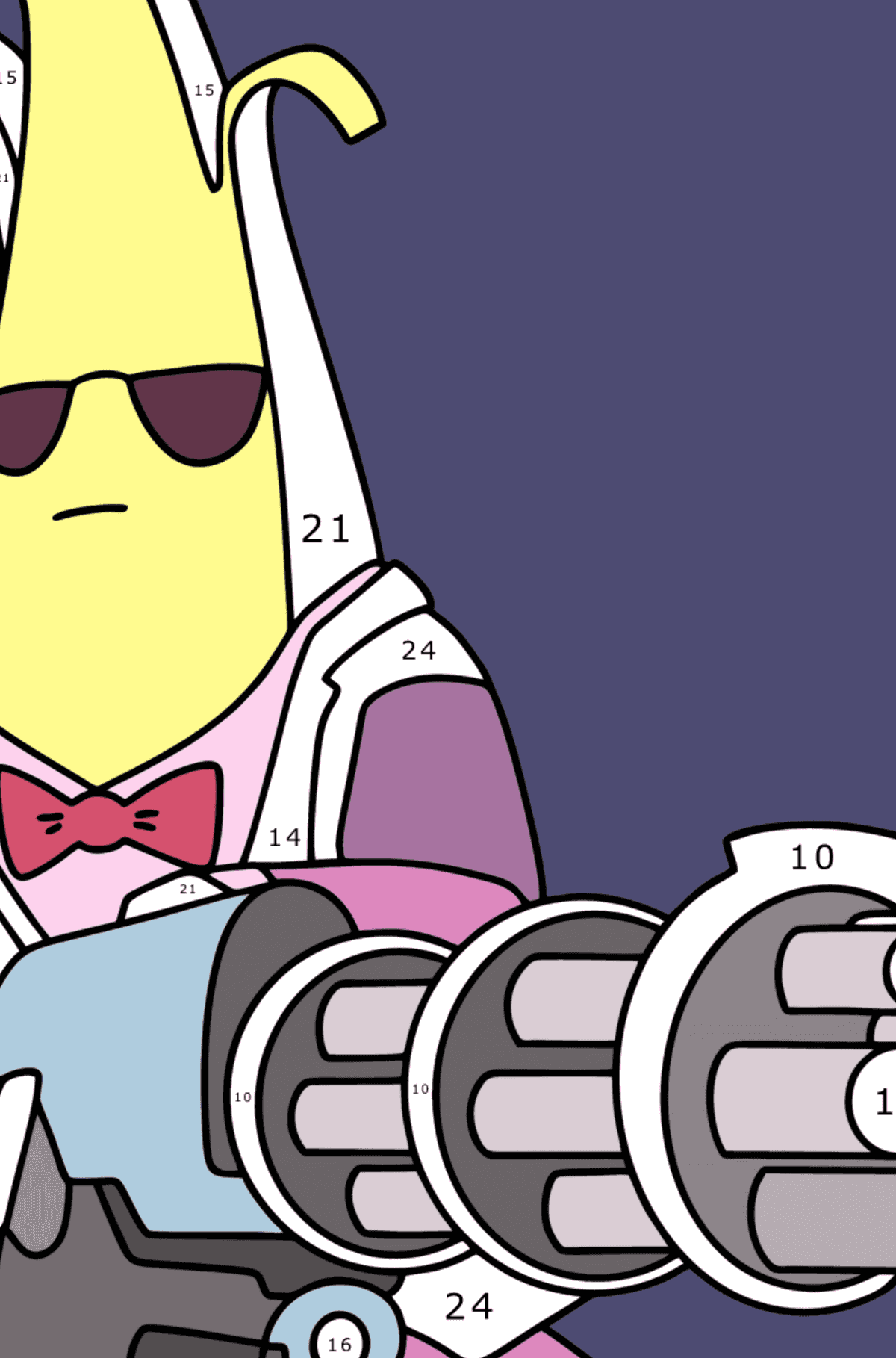 Målarbild Agent Peely - Färgläggning efter nummer för barn