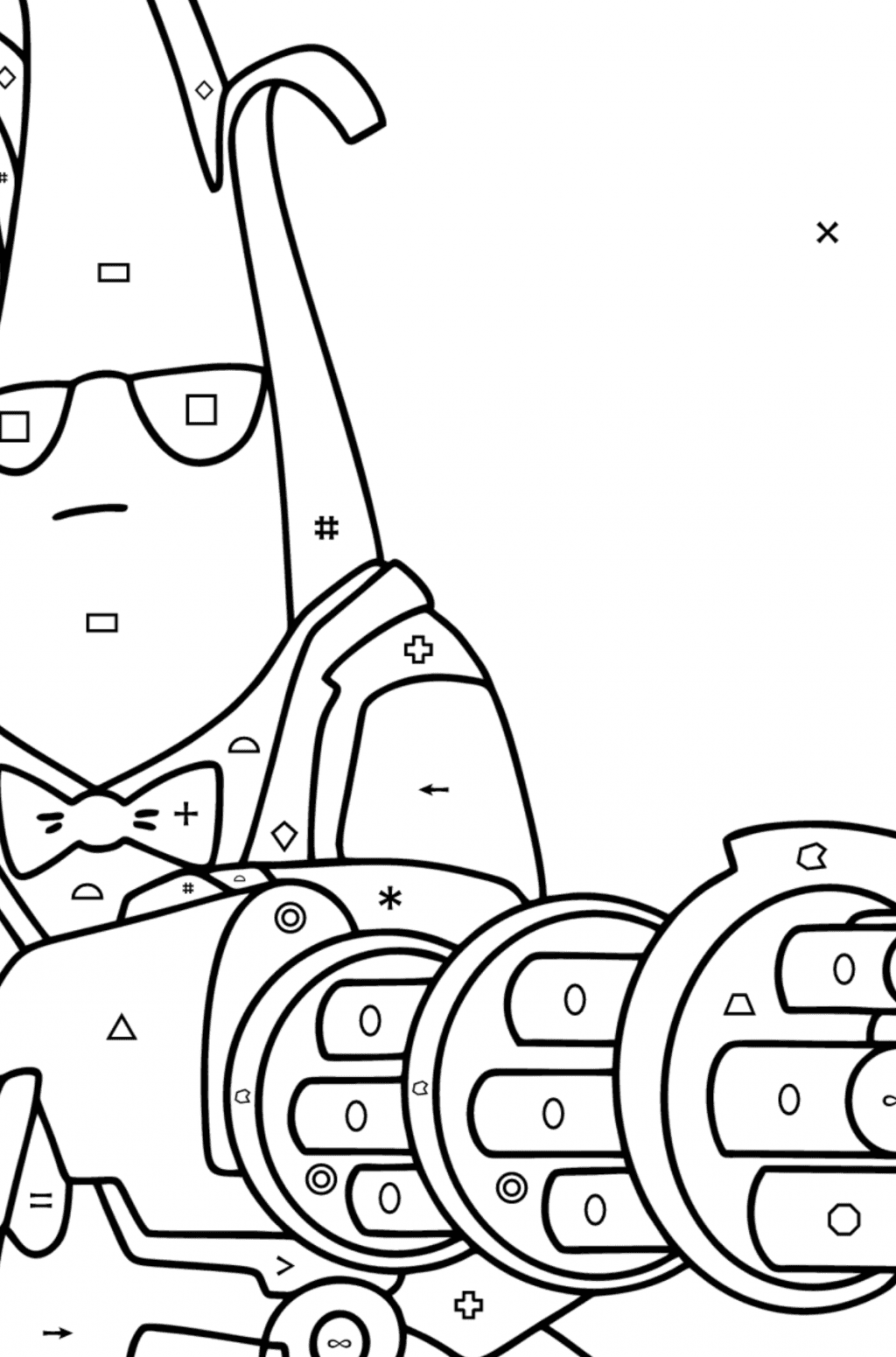 Fortnite Agent Peely coloring page - Agent Peely Color By Special Symbols And Shapes Coloring Page Thumbnail 1024x1551