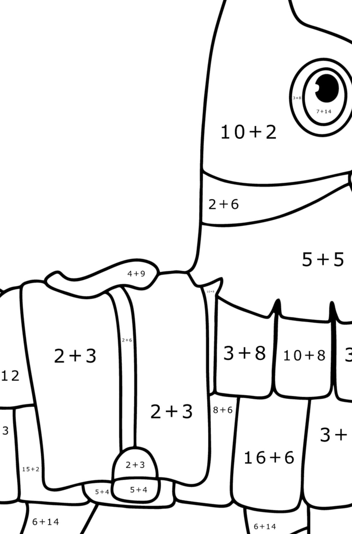 Ausmalbild Fortnite Llama - Mathe Ausmalbilder - Addition für Kinder