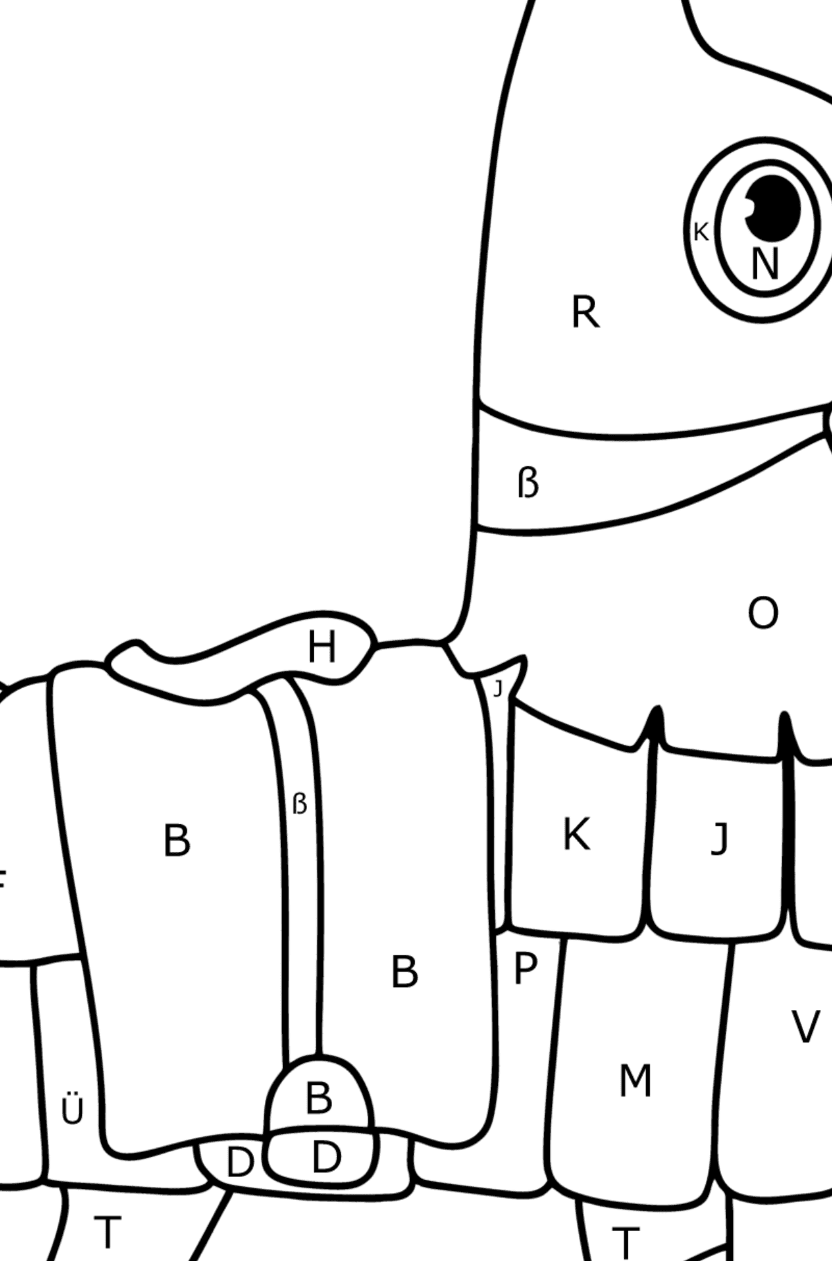 Ausmalbild Fortnite Llama - Ausmalen nach Buchstaben für Kinder