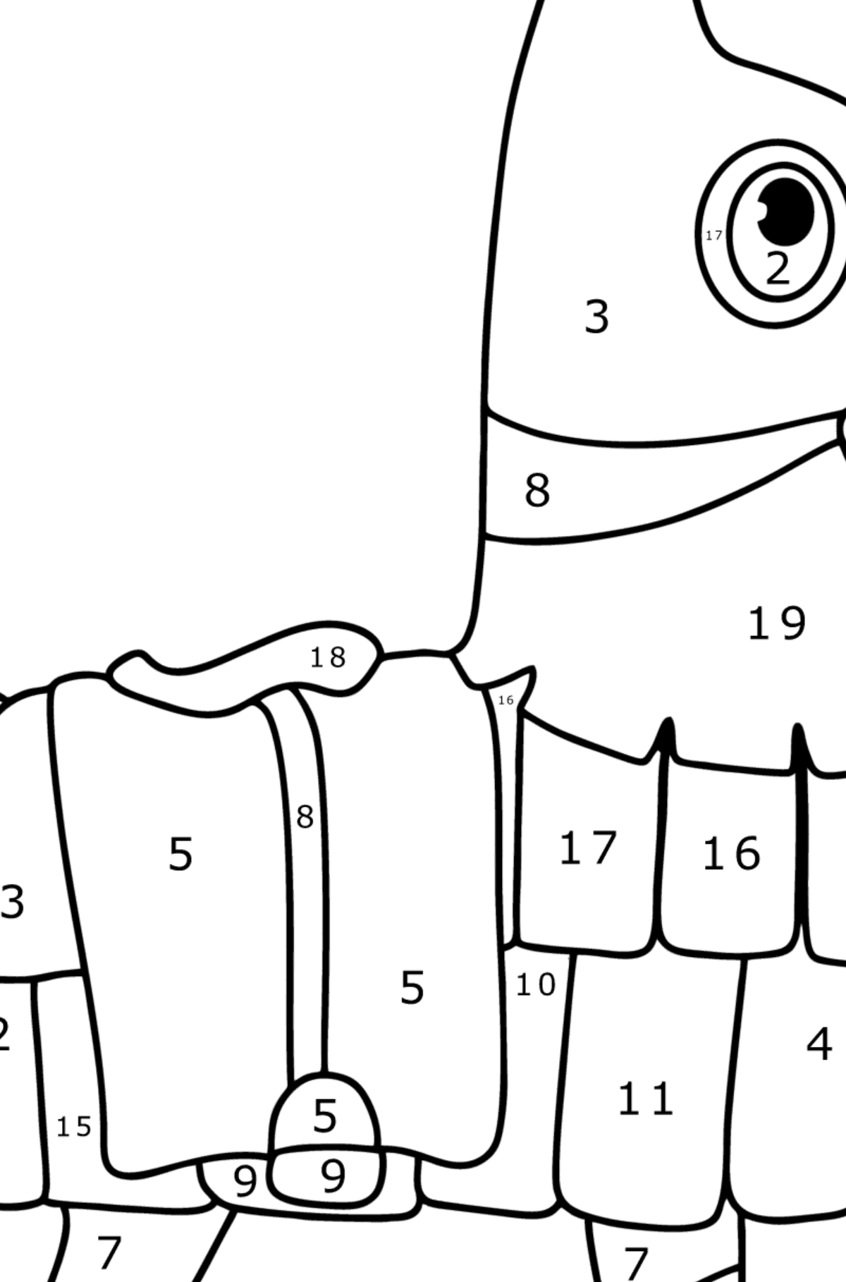 Boyama sayfası Fortnite Llama - Sayılarla Boyama çocuklar için