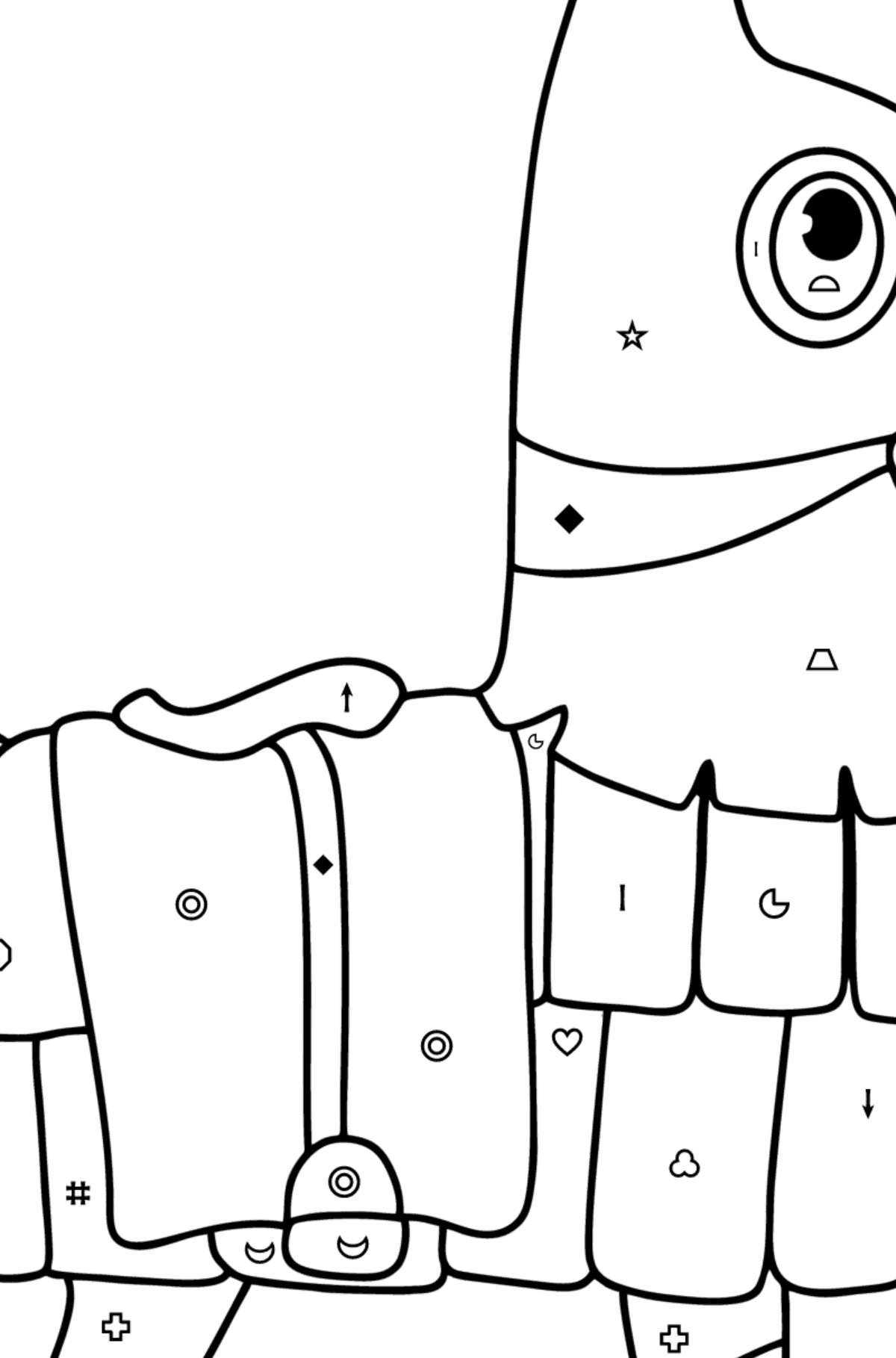 Ausmalbild Fortnite Llama - Ausmalen nach Symbolen für Kinder