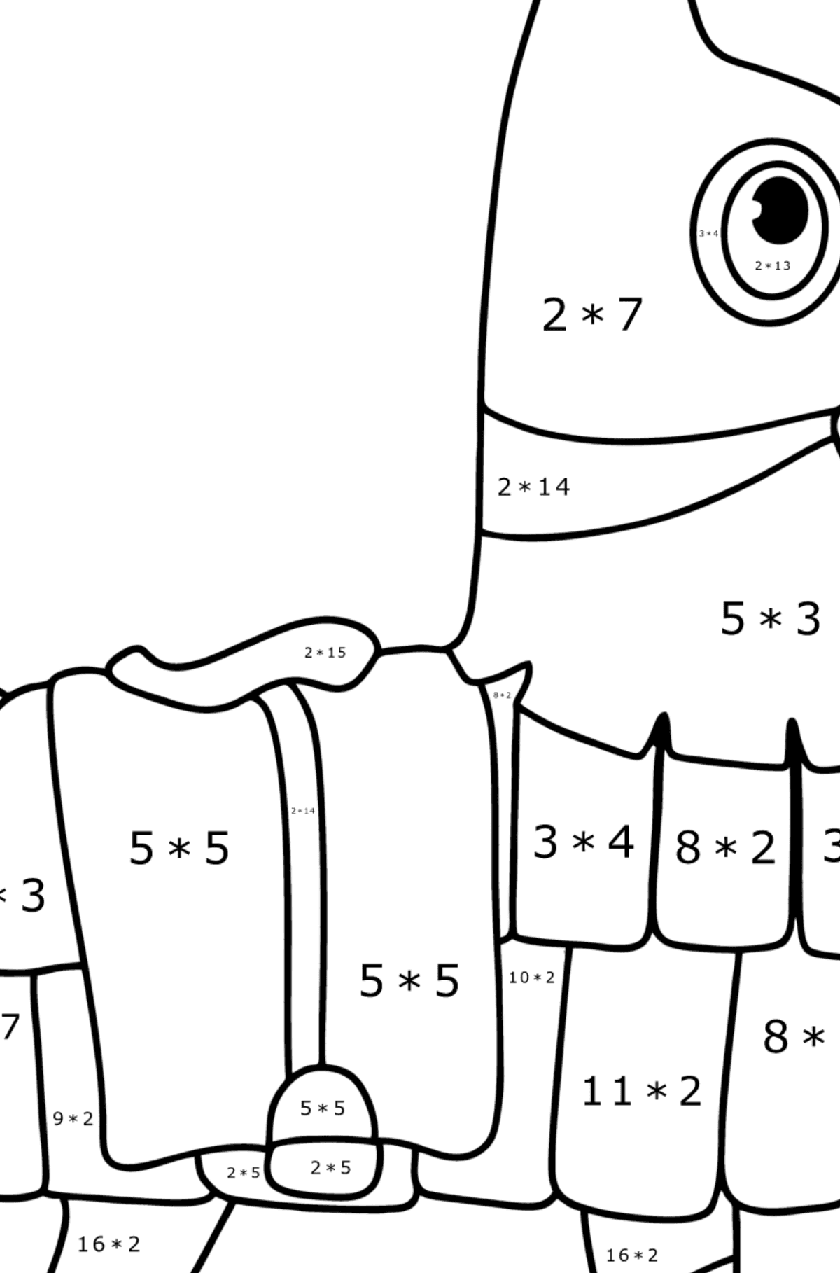 Ausmalbild Fortnite Llama - Mathe Ausmalbilder - Multiplikation für Kinder