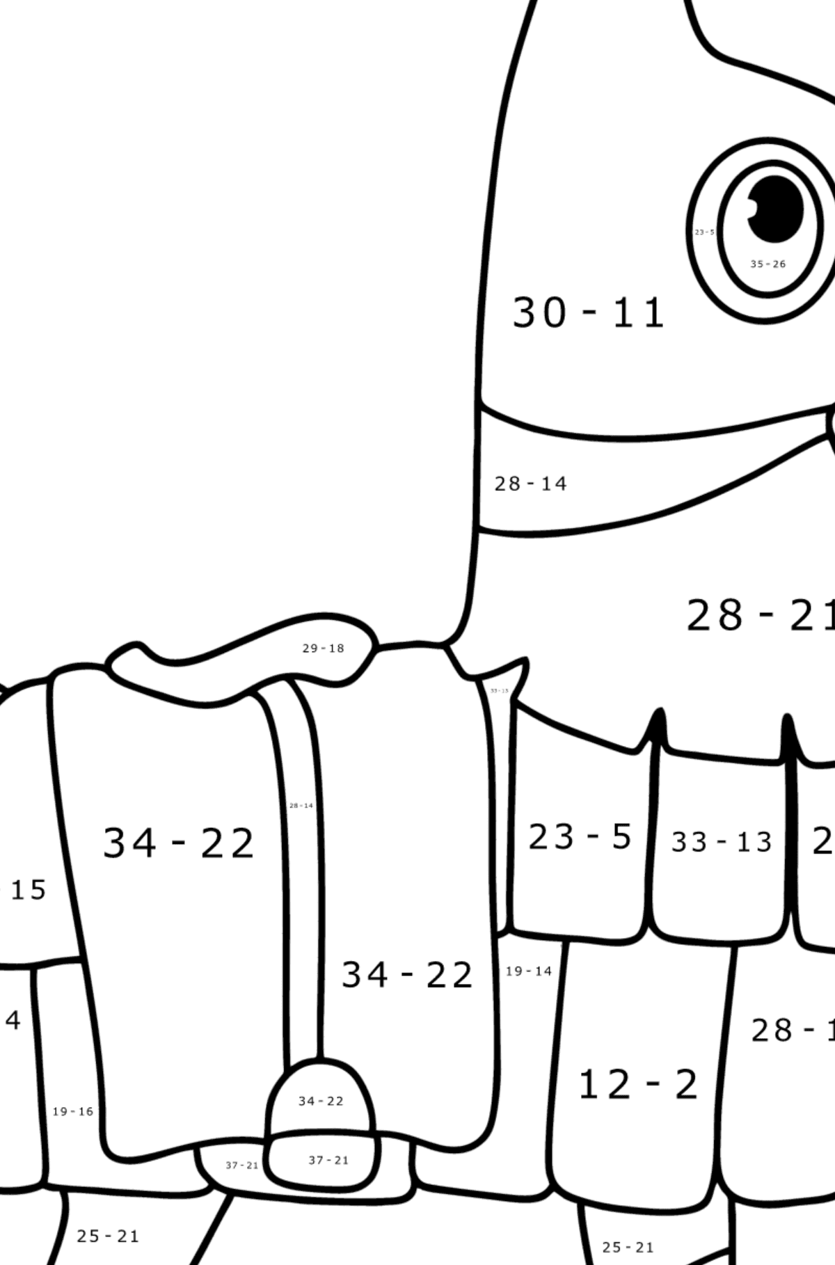 Ausmalbild Fortnite Llama - Mathe Ausmalbilder - Subtraktion für Kinder