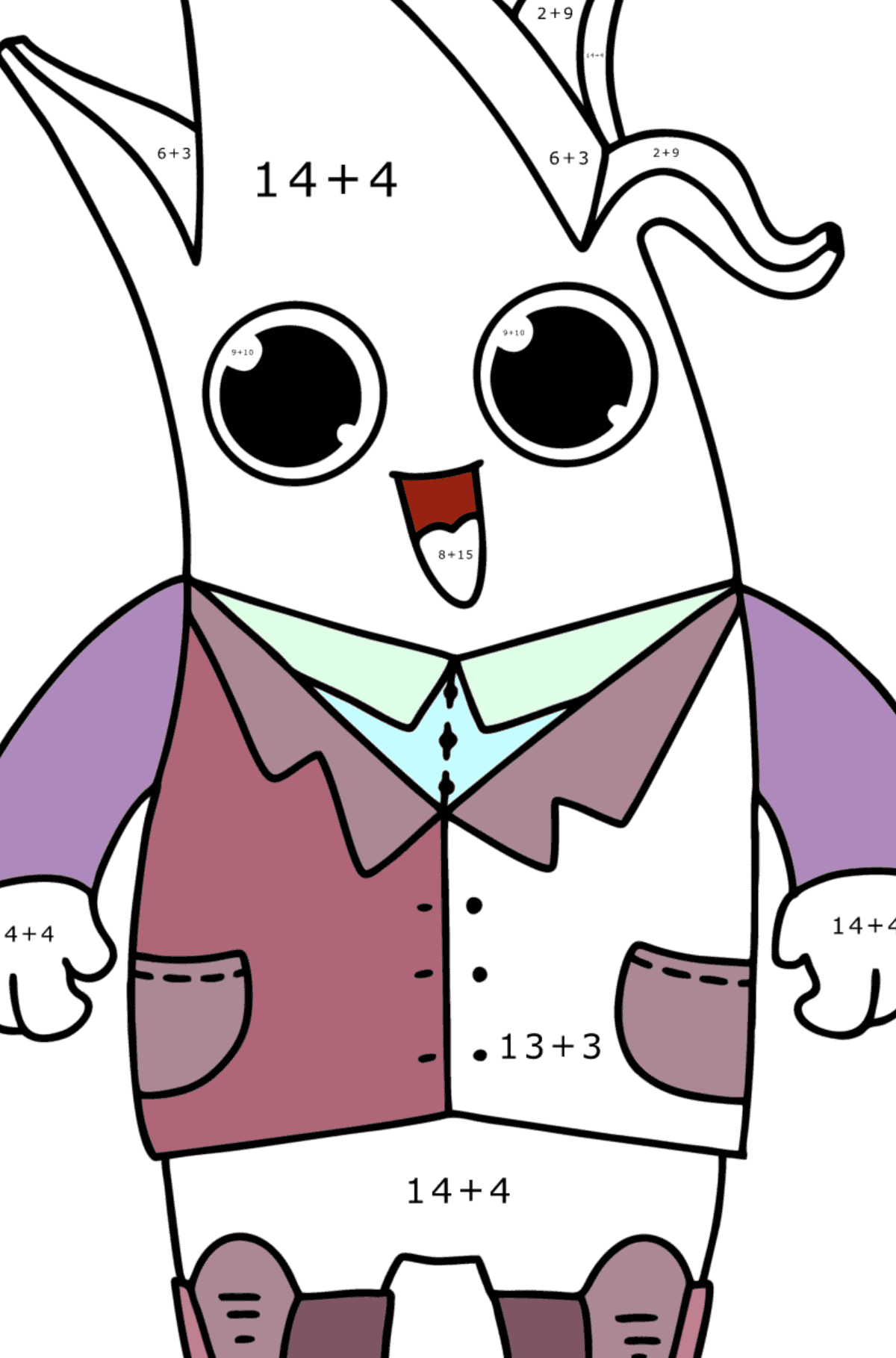 Omalovánka Fortnite Peely - Matematická Omalovánka - Sčítání pro děti