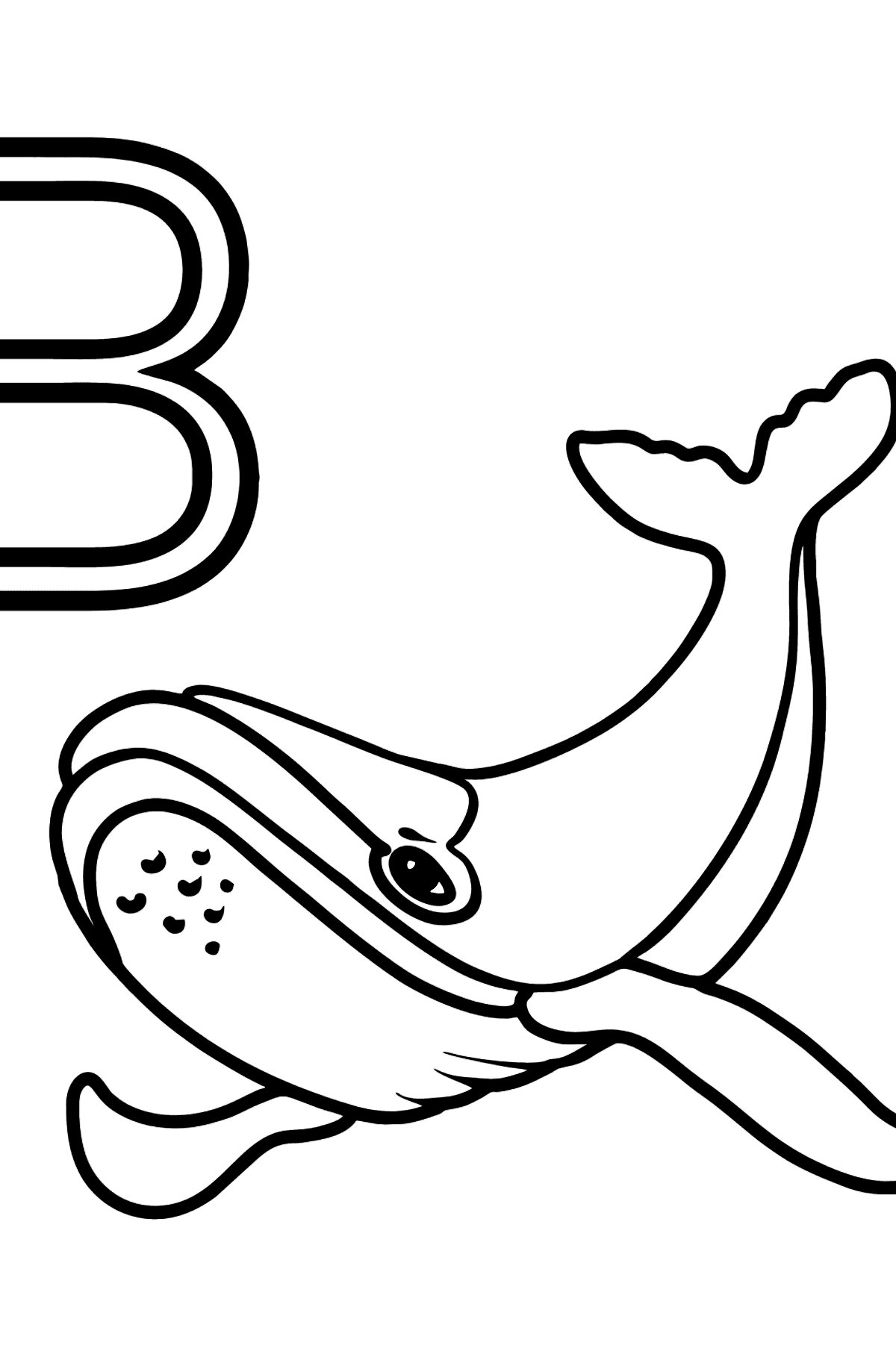 Раскраска Буква B французского алфавита - BALEINE - Картинки для Детей