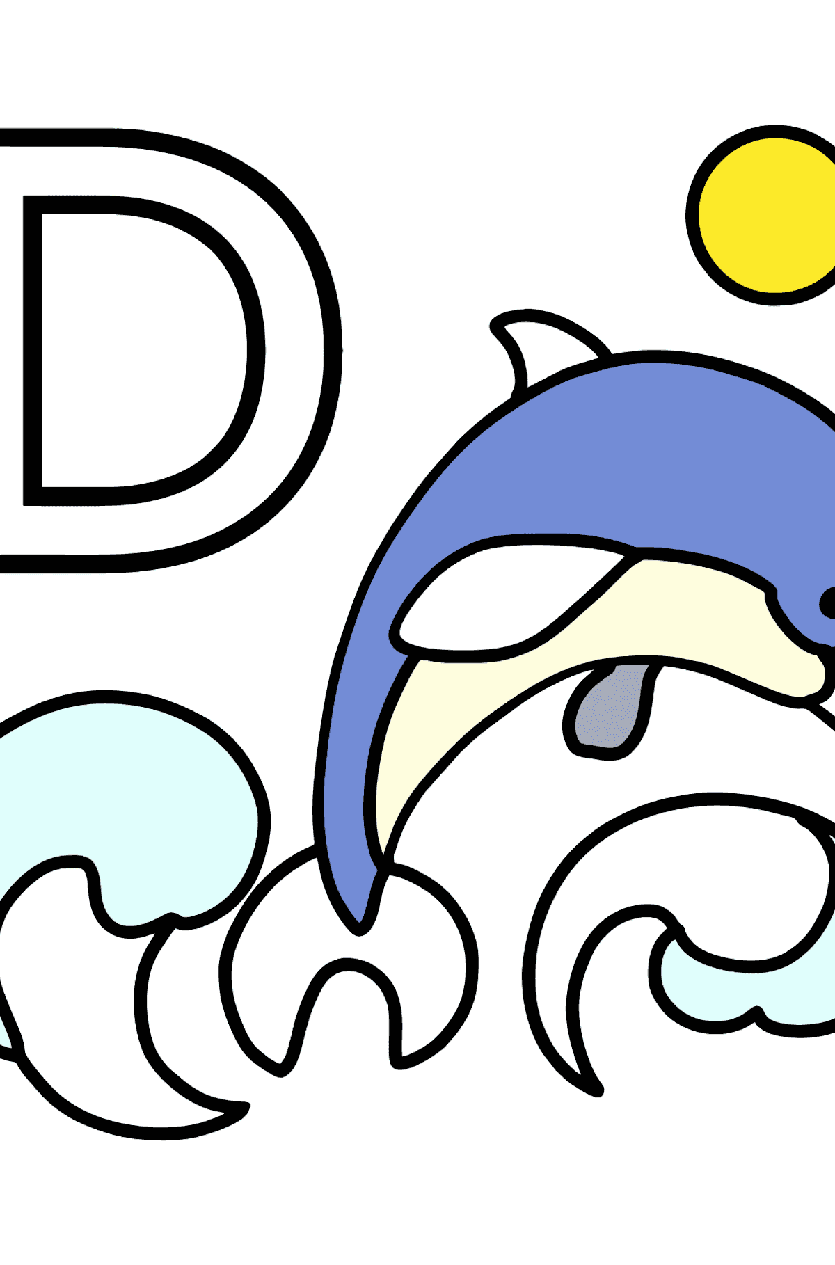 Dibujo de Letra D Francesa para colorear - DAUPHIN - Dibujos para Colorear para Niños