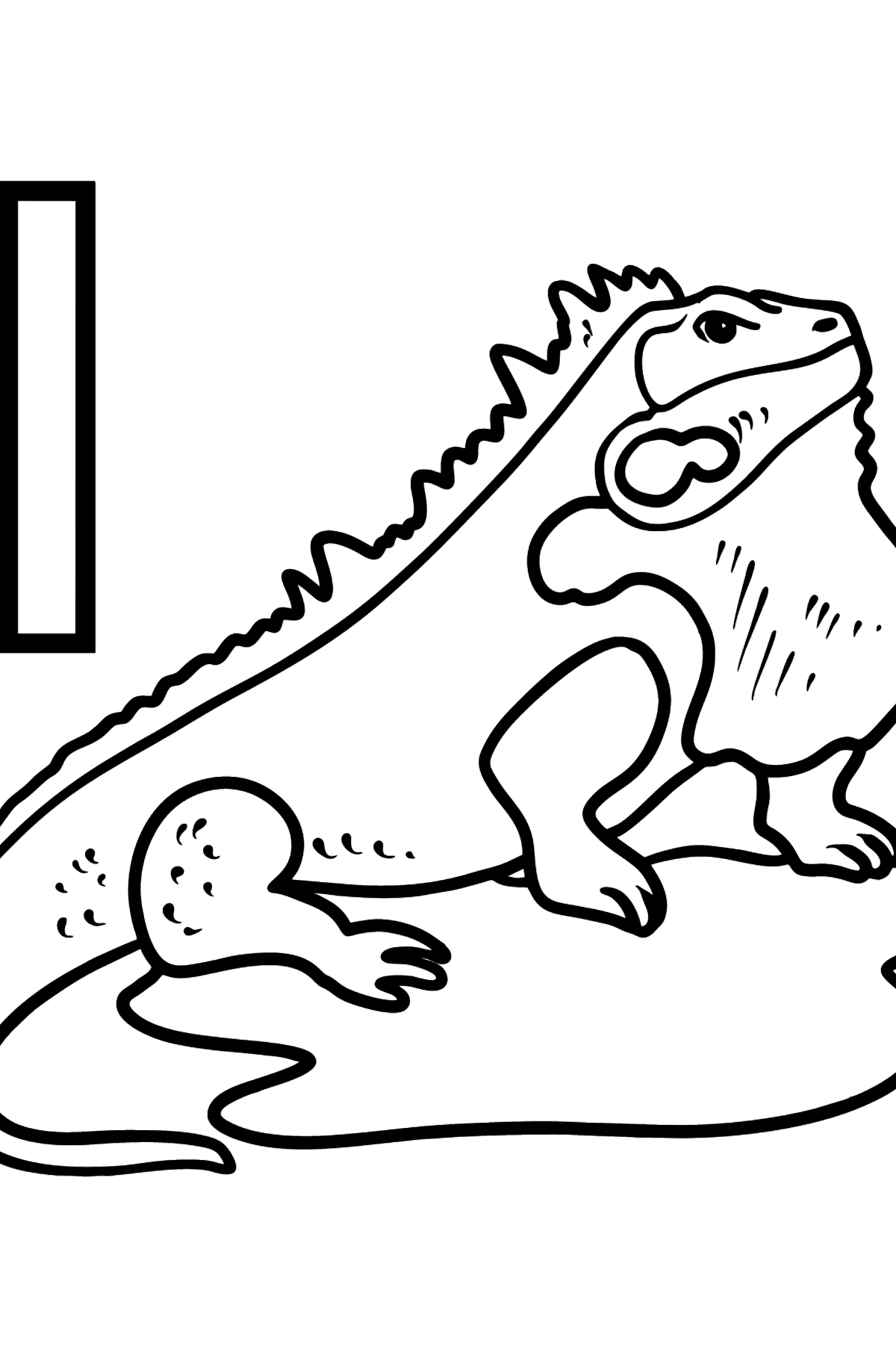 French Letter I coloring pages - IGUANE - Coloring Pages for Kids