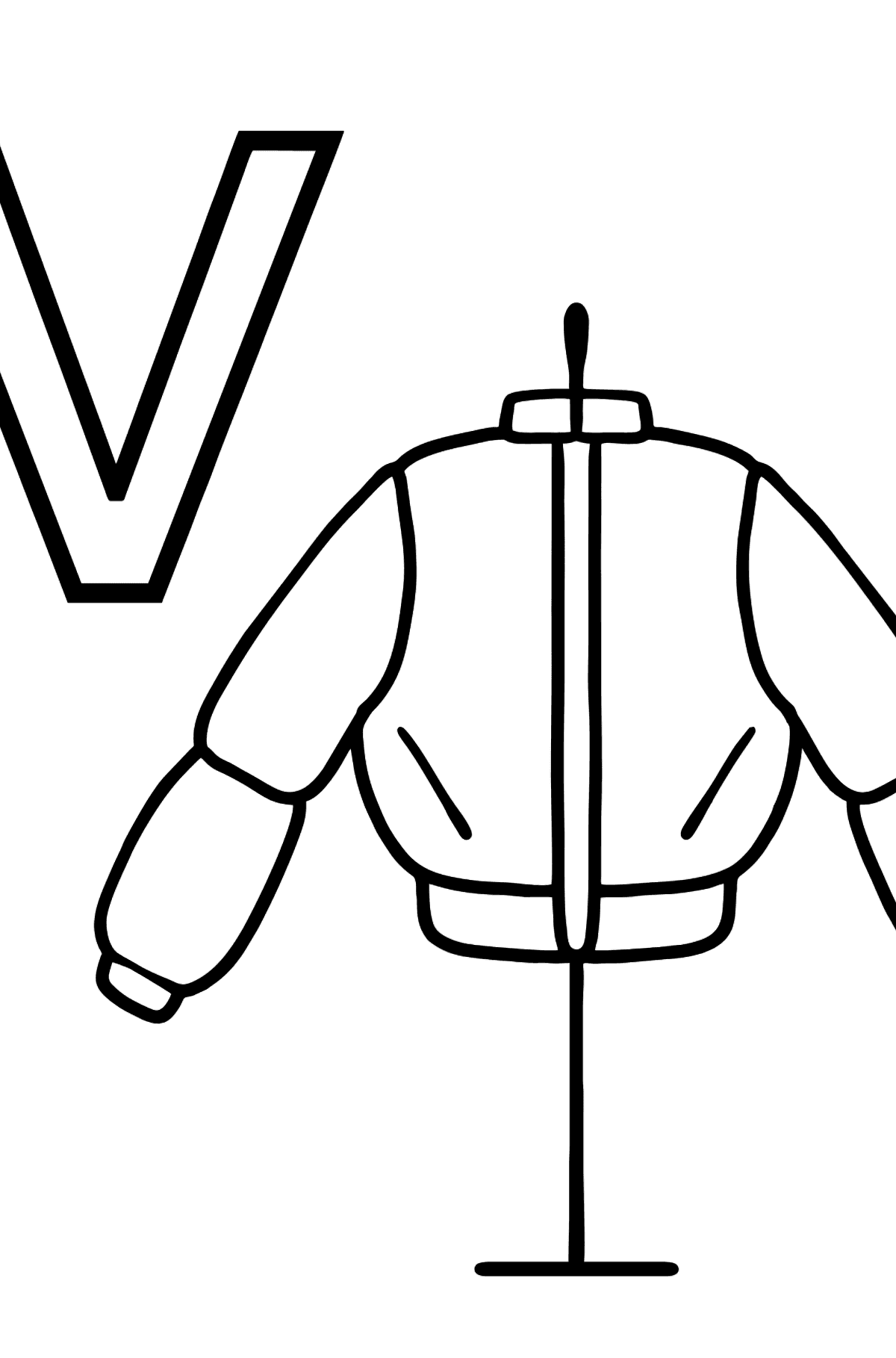 French Letter V coloring pages - VESTE - Coloring Pages for Kids