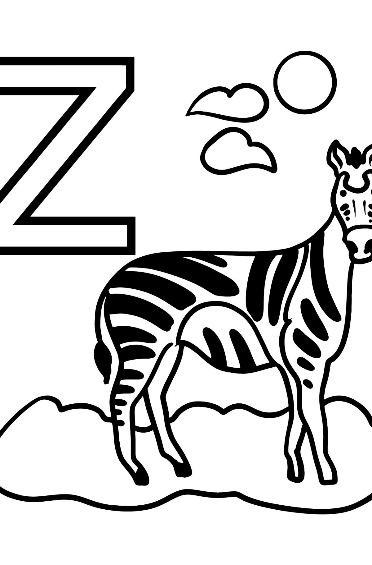 French Letter Z coloring pages - ZÈBRE - Coloring Pages for Kids