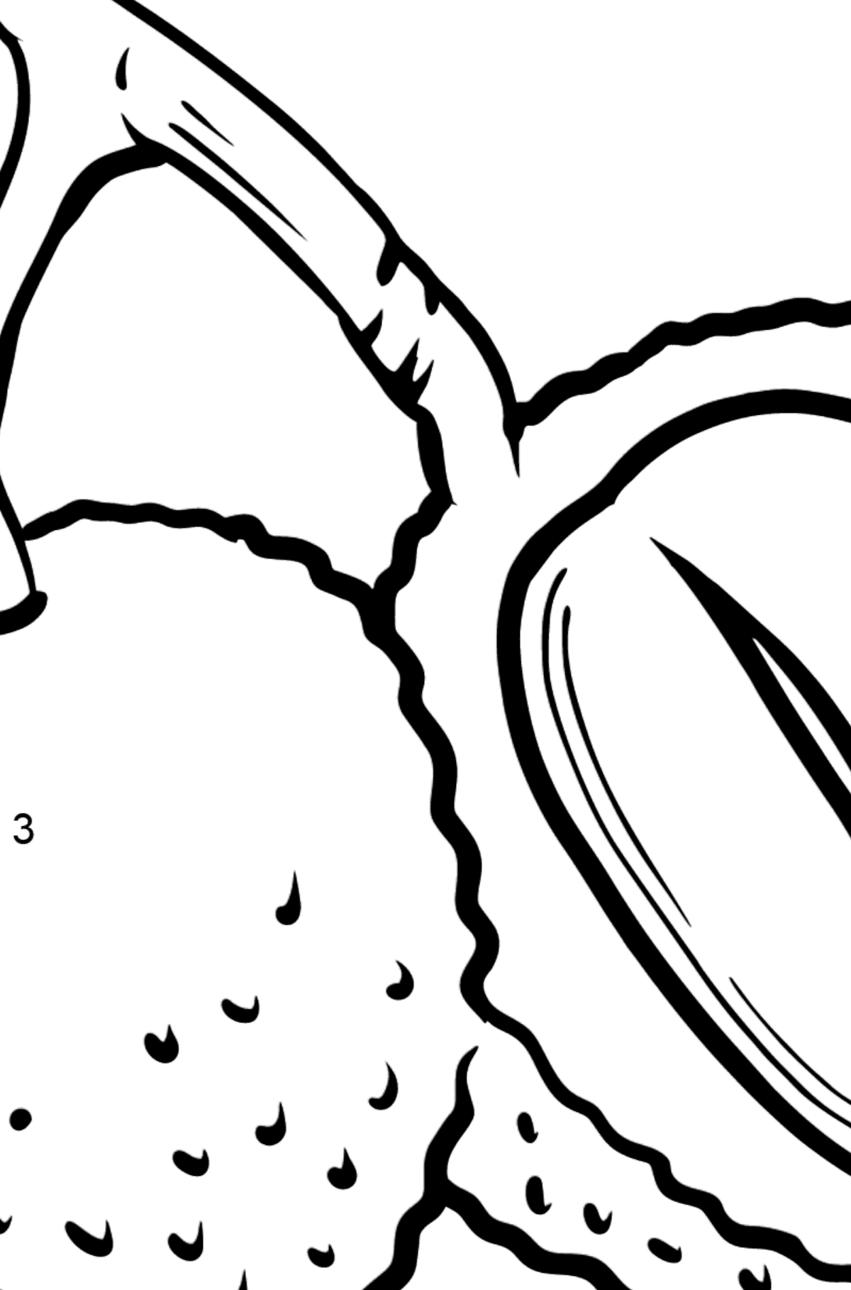Durian coloring page - Coloring by Numbers for Kids