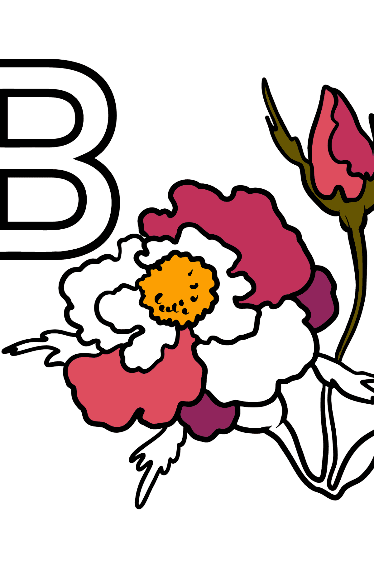 Dibujo de Letra B alemana para colorear - BLUME - Dibujos para Colorear para Niños