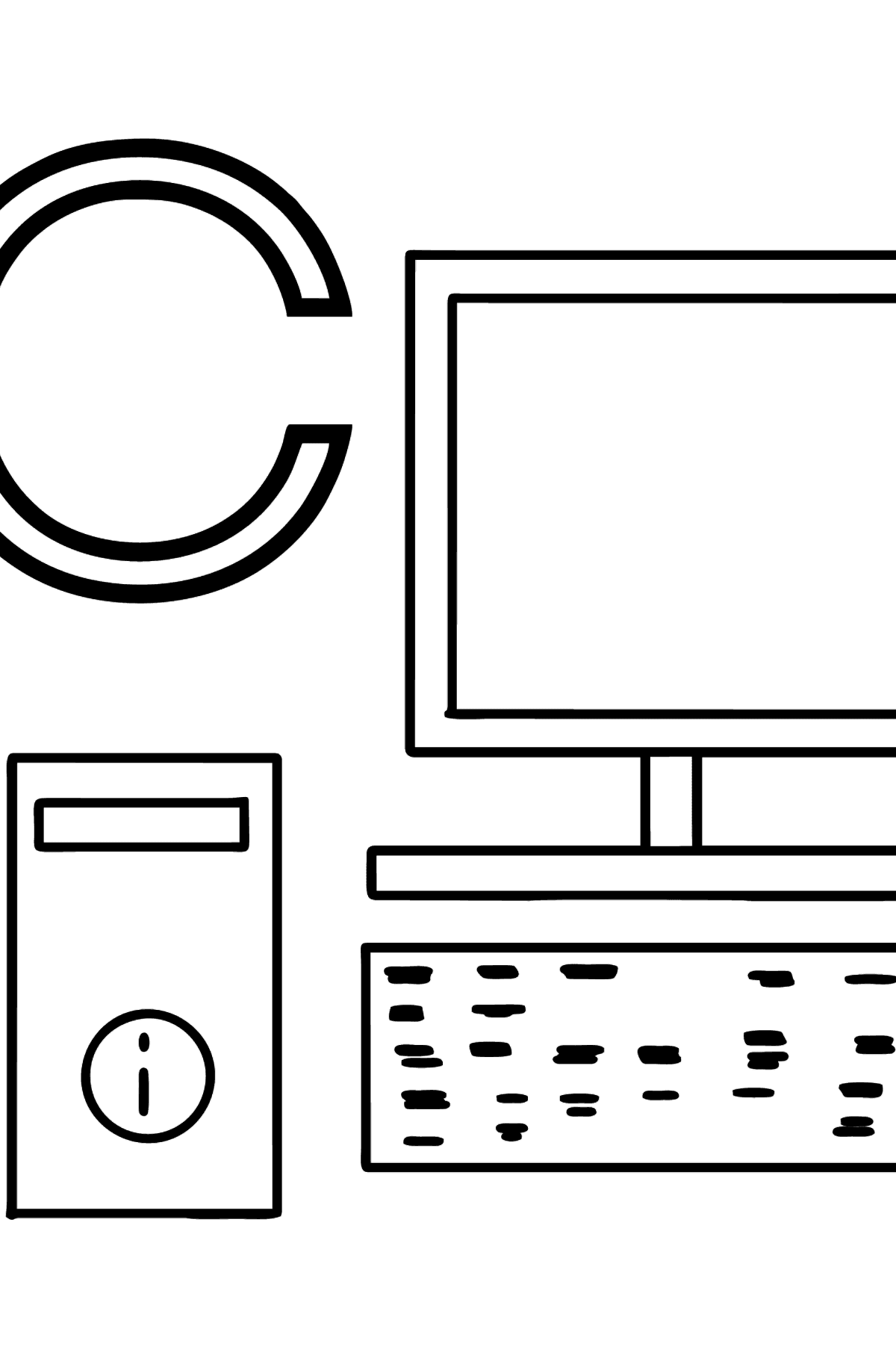 Раскраска Буква C немецкого алфавита - COMPUTER - Картинки для Детей