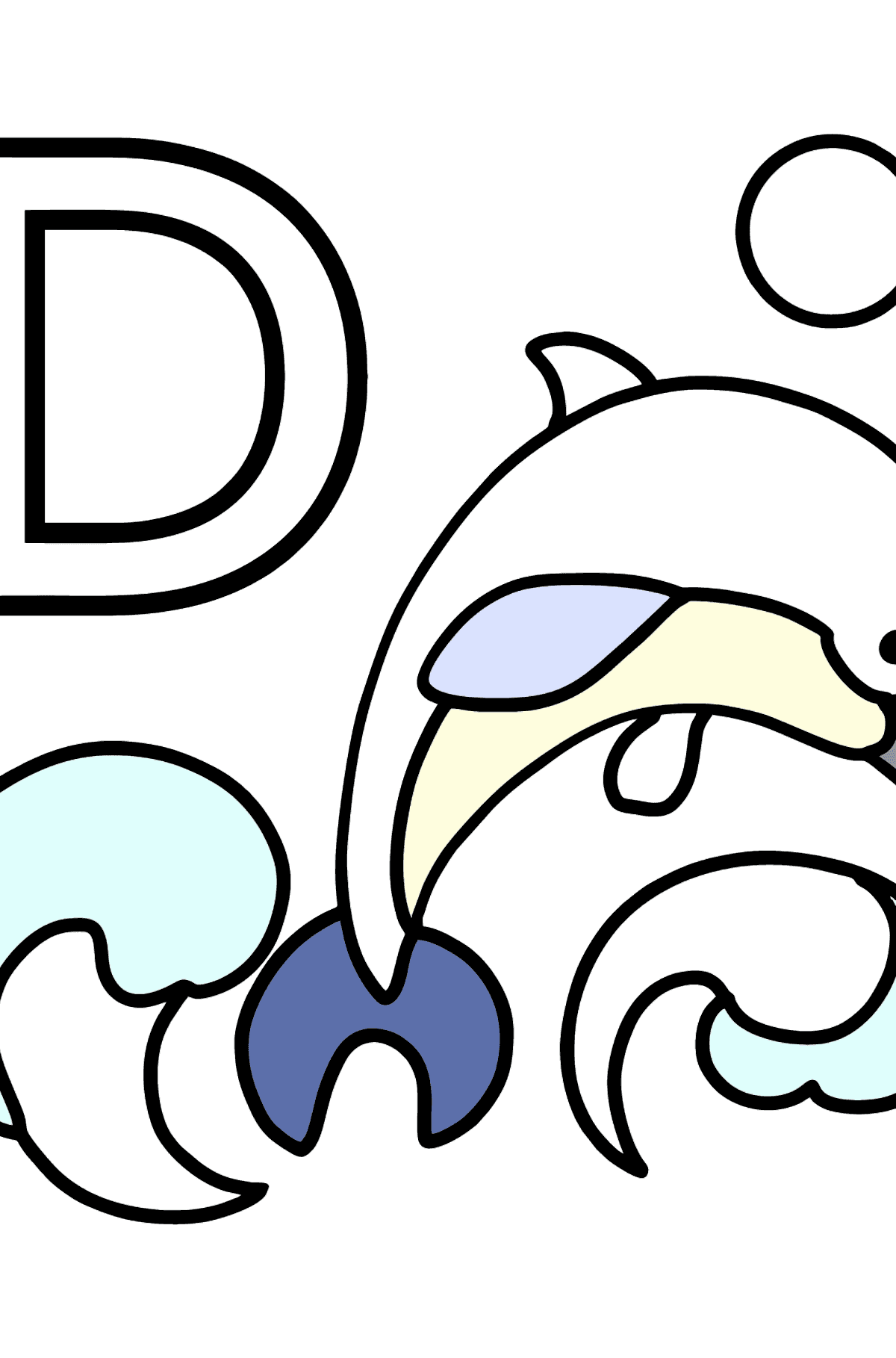 Dibujo de Letra D alemana para colorear - DELFIN - Dibujos para Colorear para Niños
