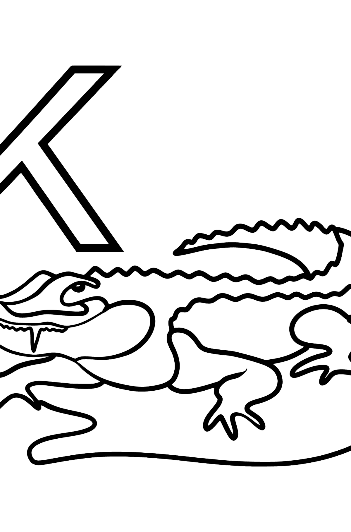 German Letter K coloring pages - KROKODIL - Coloring Pages for Kids