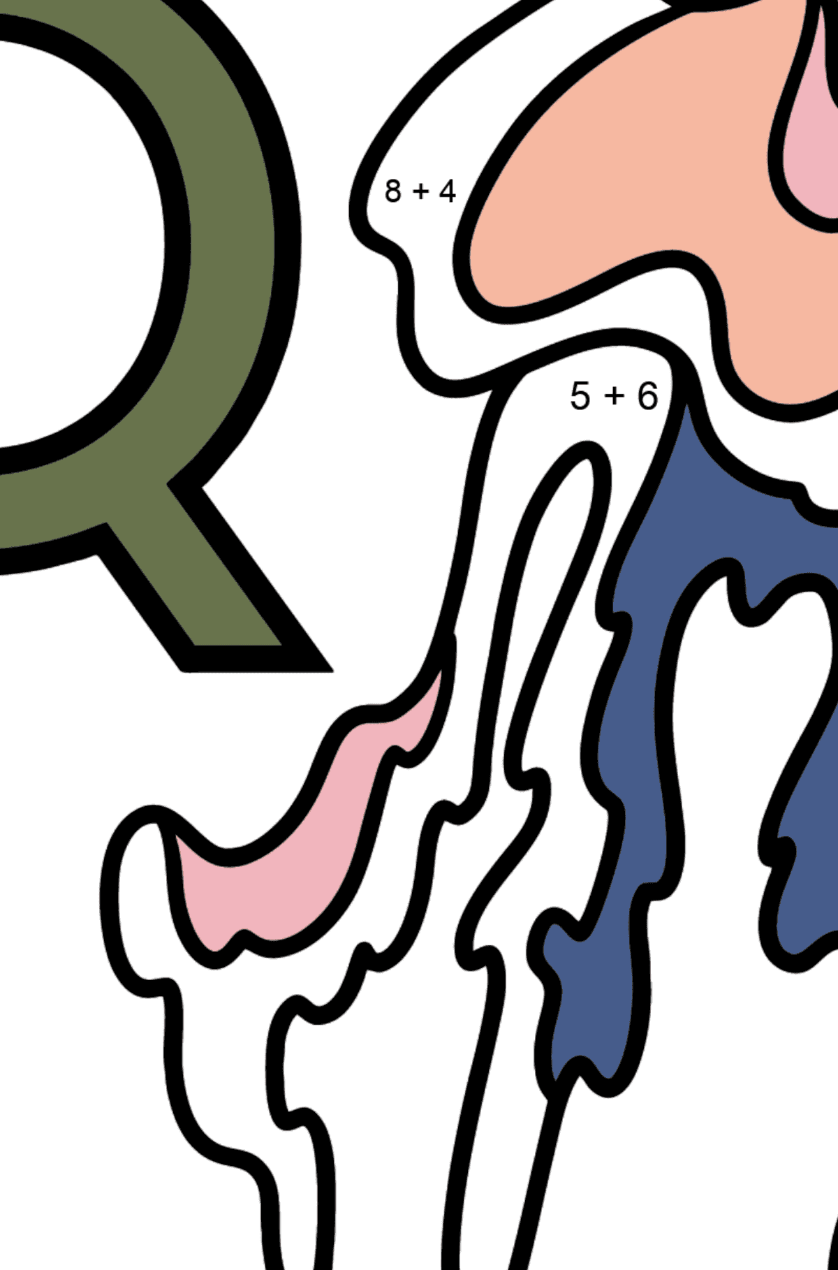 Раскраска Буква Q немецкого алфавита - QUALLE - На Сложение для Детей