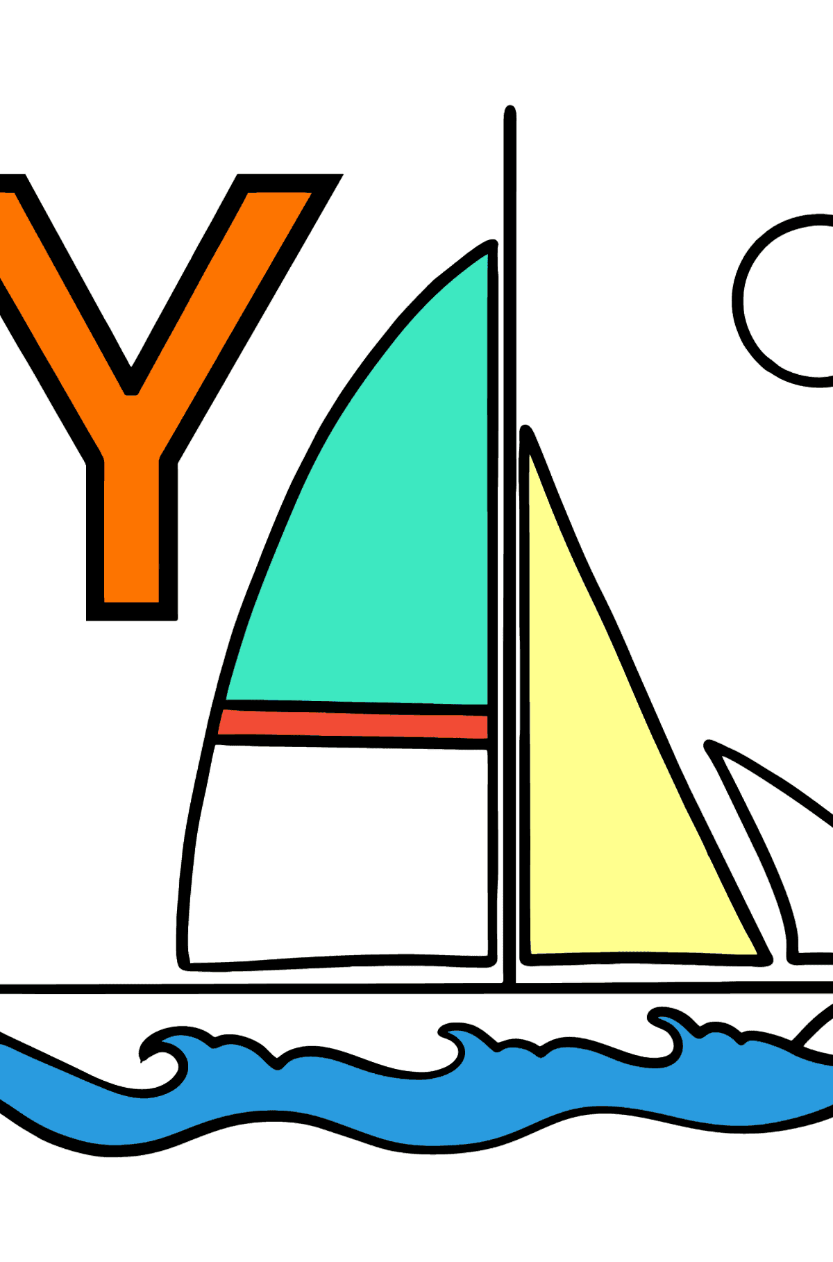 Раскраска Буква Y немецкого алфавита - YACHT - Картинки для Детей