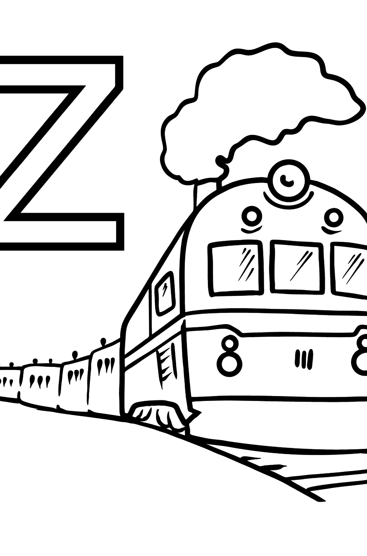 German Letter Z coloring pages - ZUG - Coloring Pages for Kids