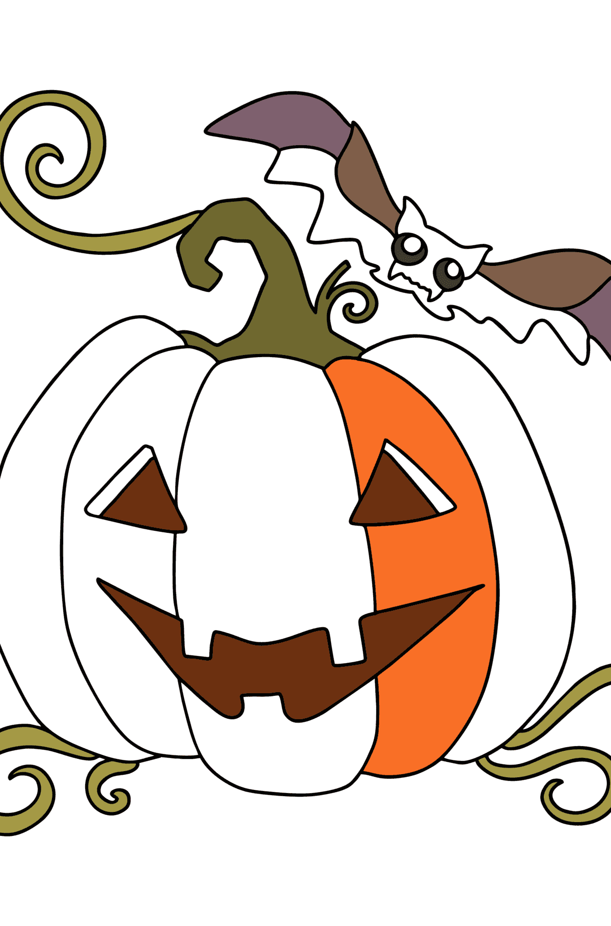 Раскраска Тыква и привидение - Картинки для Детей