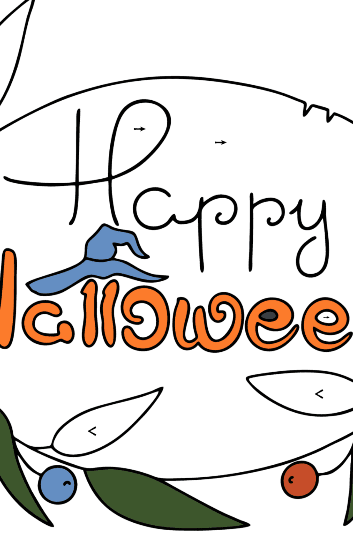 Раскраска Надпись Хеллоуин - По Символам для Детей