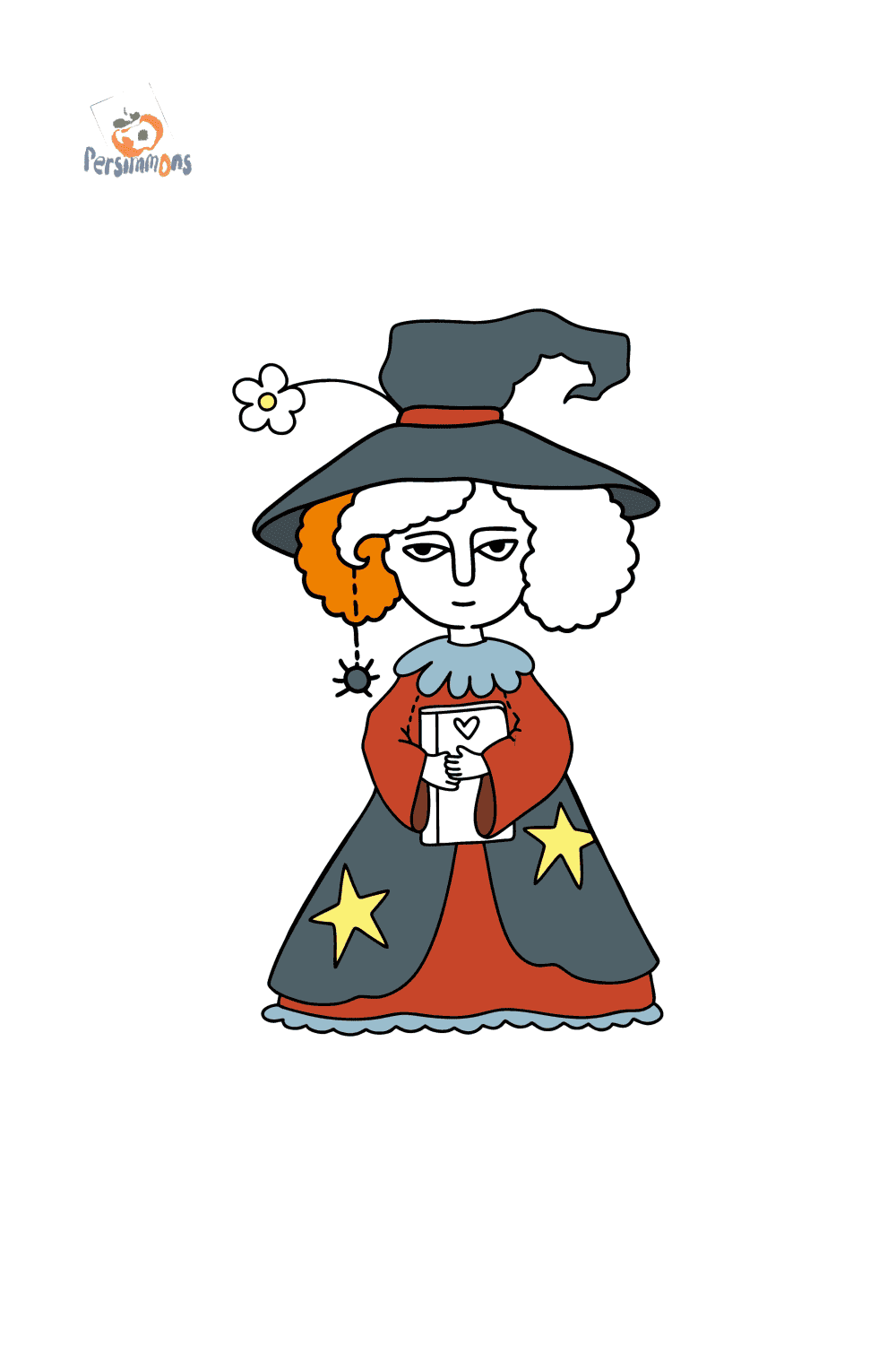 Little witch with a book сoloring page ♥ Online and Print for Free!