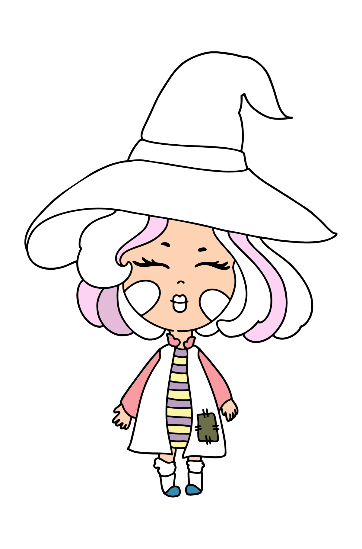 Girl in a witch costume сoloring page - Coloring Pages for Kids