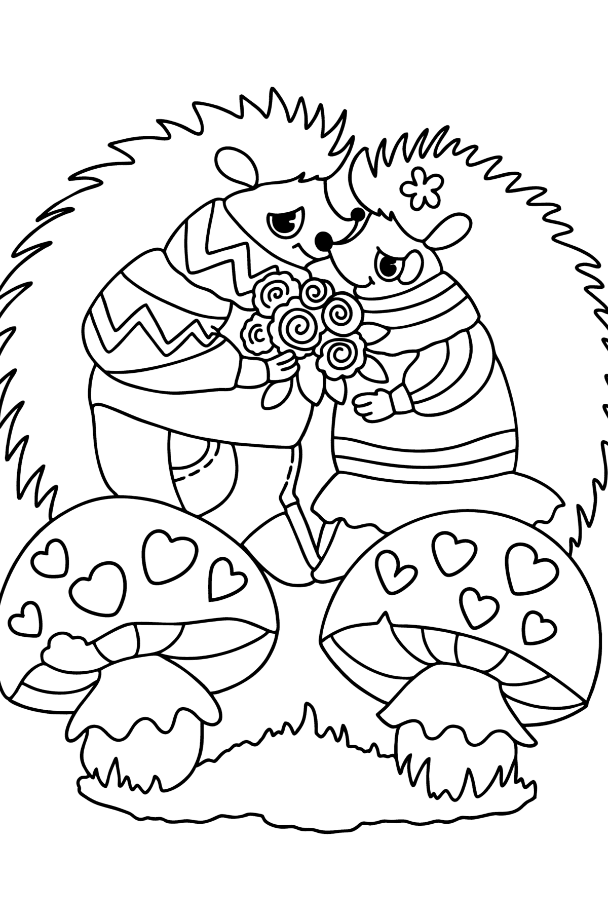 Cute hedgehogs сoloring page - Coloring Pages for Kids