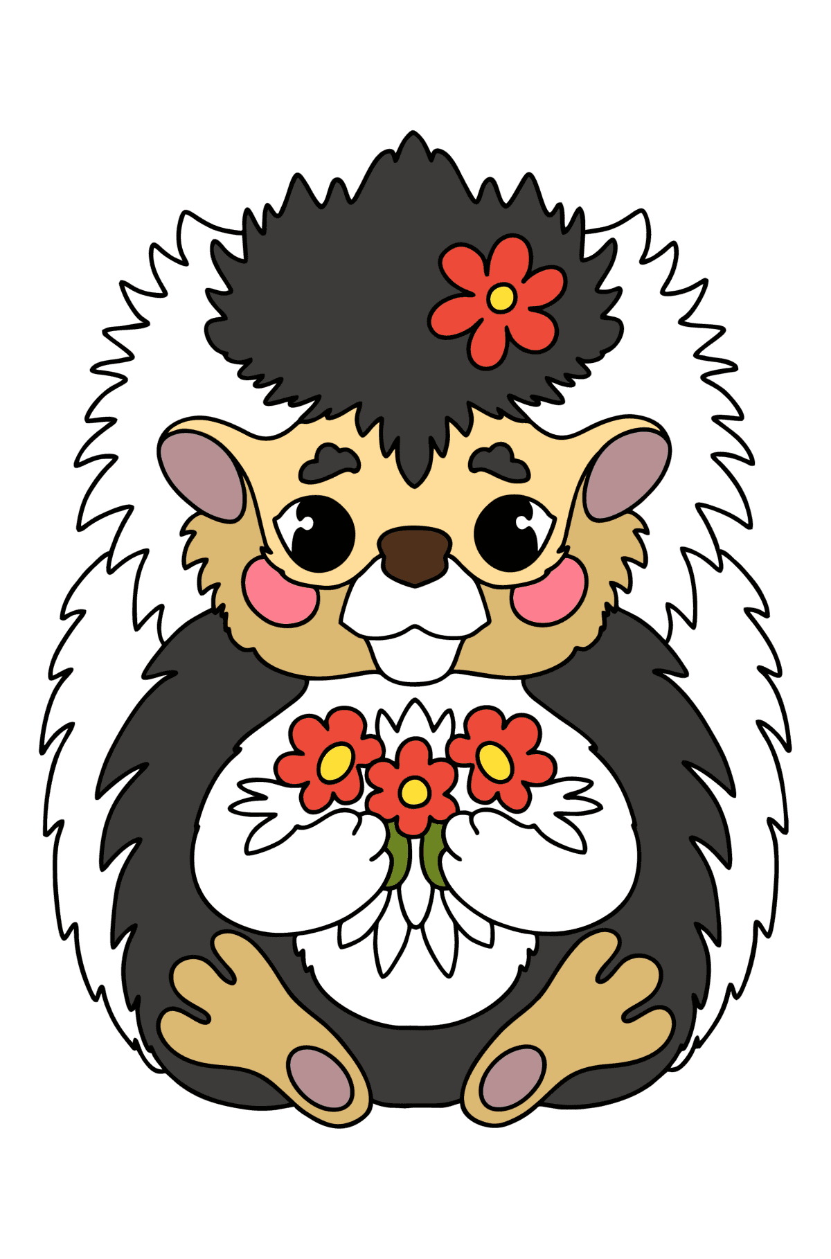 Hedgehogs mom and baby oloring page online and print for free 
