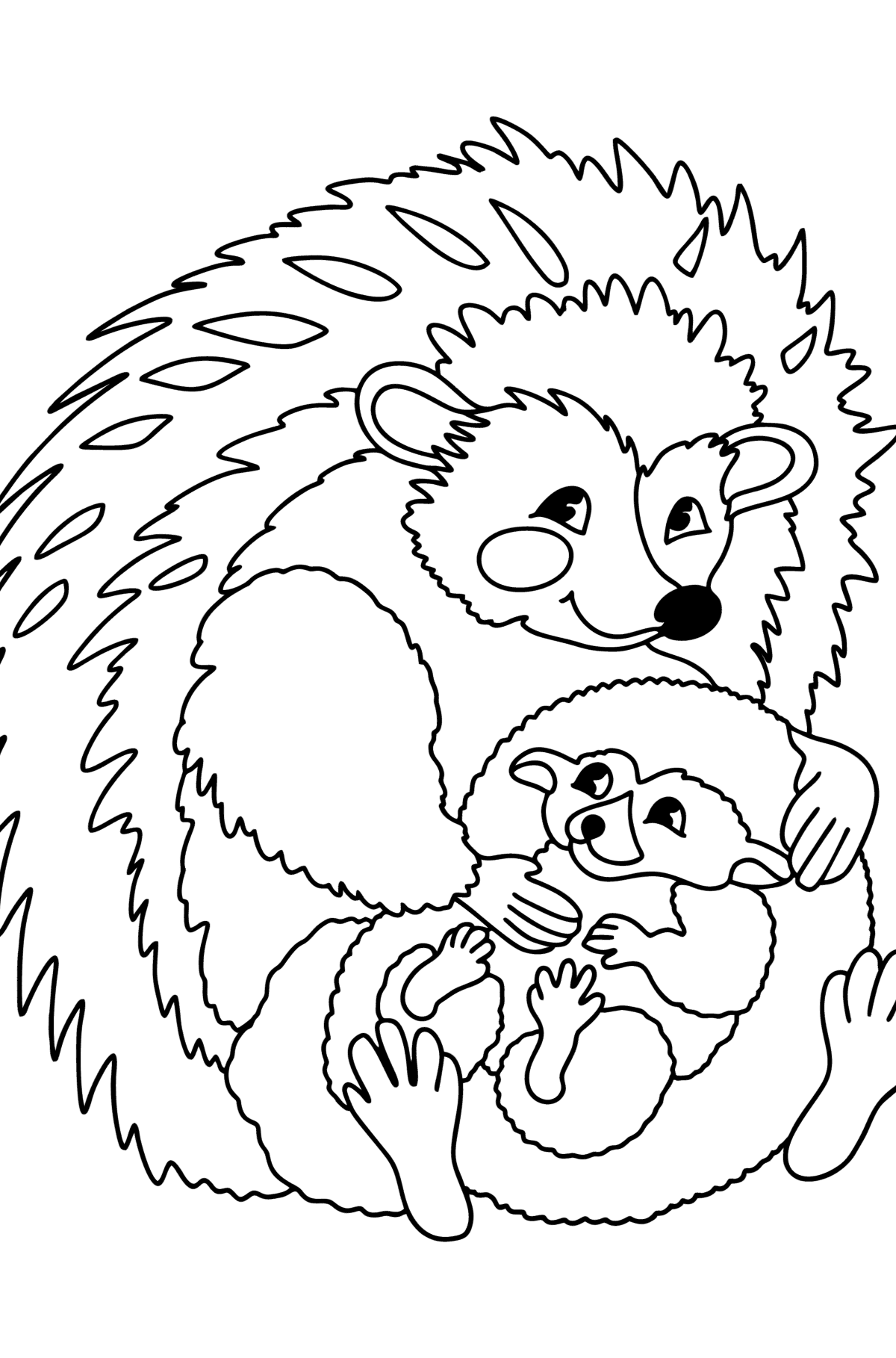 Hedgehog with baby сoloring page - Coloring Pages for Kids