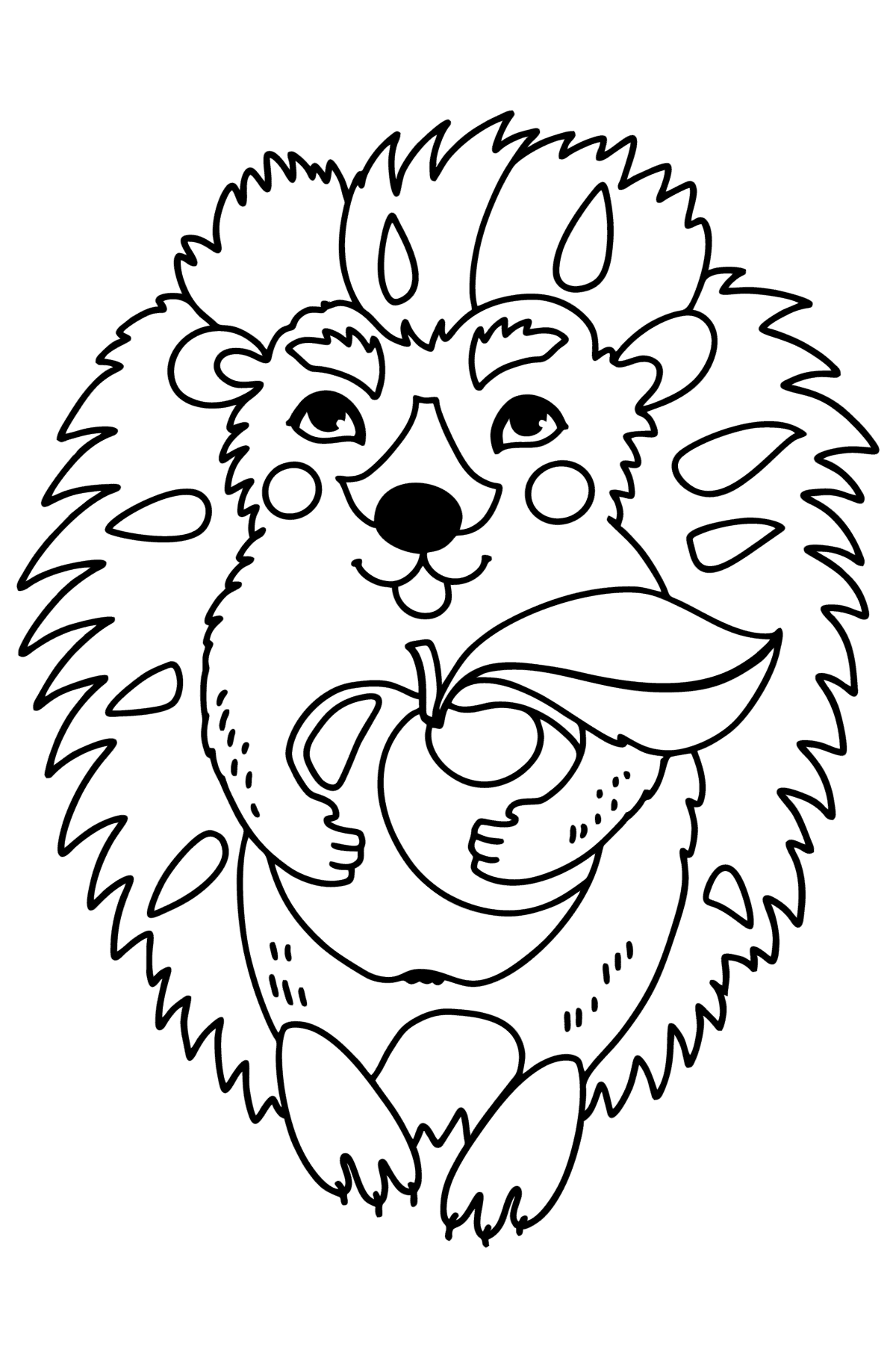 Hedgehog with an apple сoloring page - Coloring Pages for Kids
