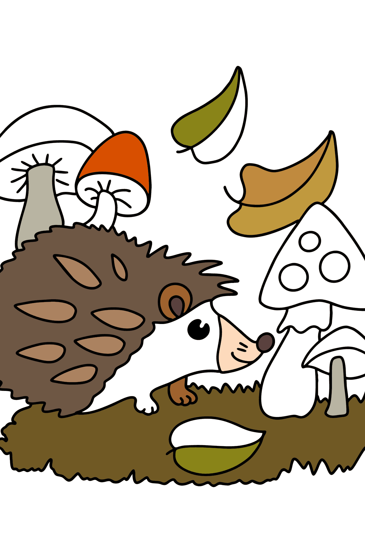 Hedgehogs mom and baby oloring page online and print for free 