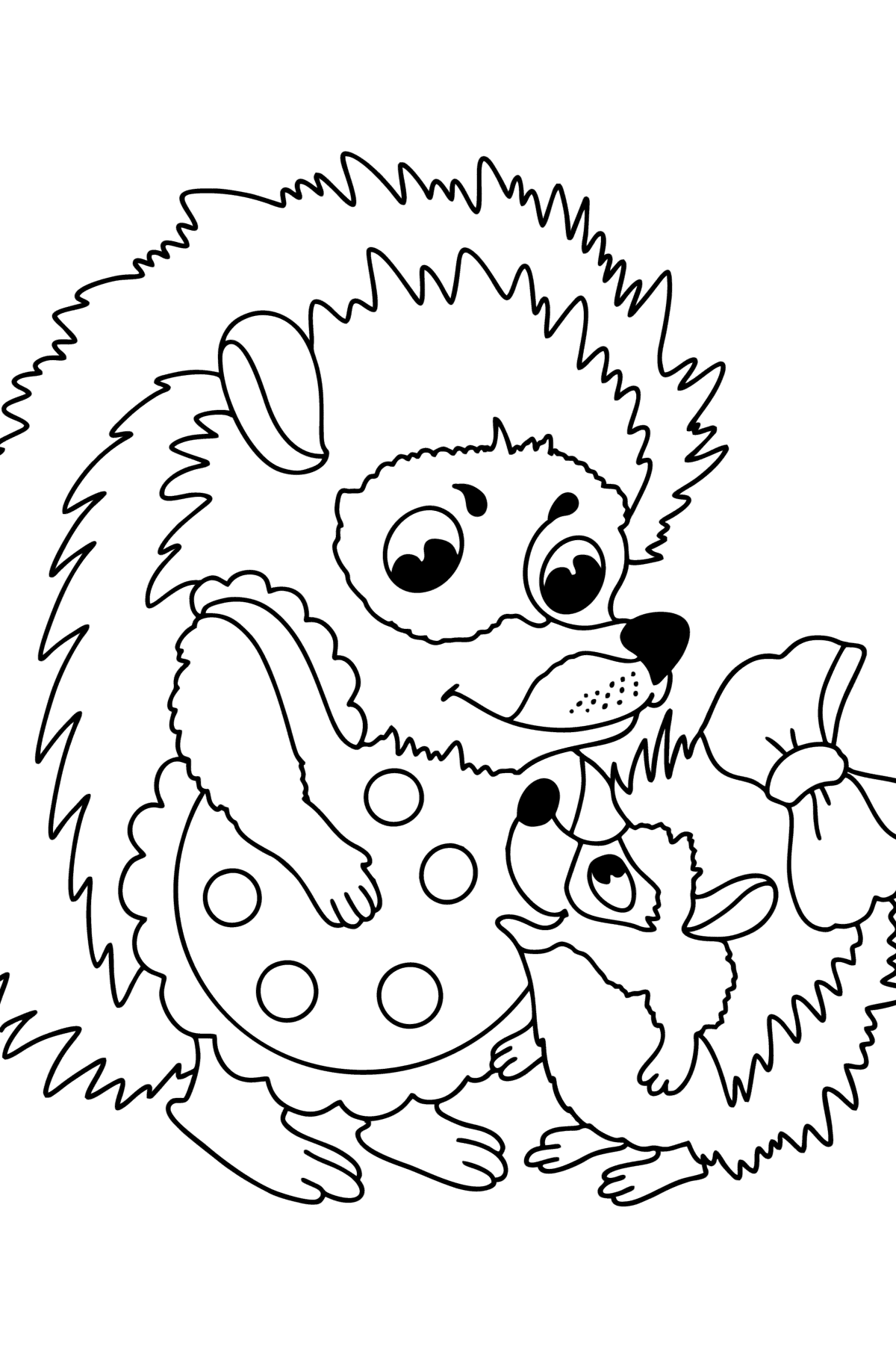 Hedgehogs mom and baby сoloring page - Coloring Pages for Kids