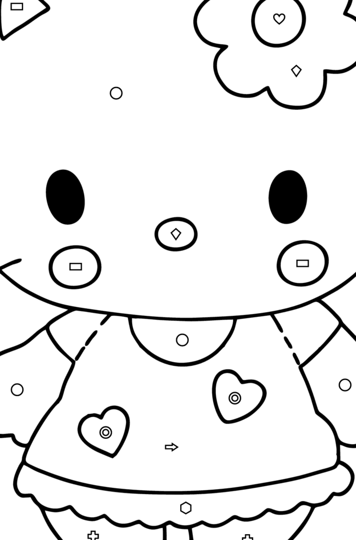 Boyama sayfası Hello Kitty - Geometrik Şekillerle Boyama çocuklar için