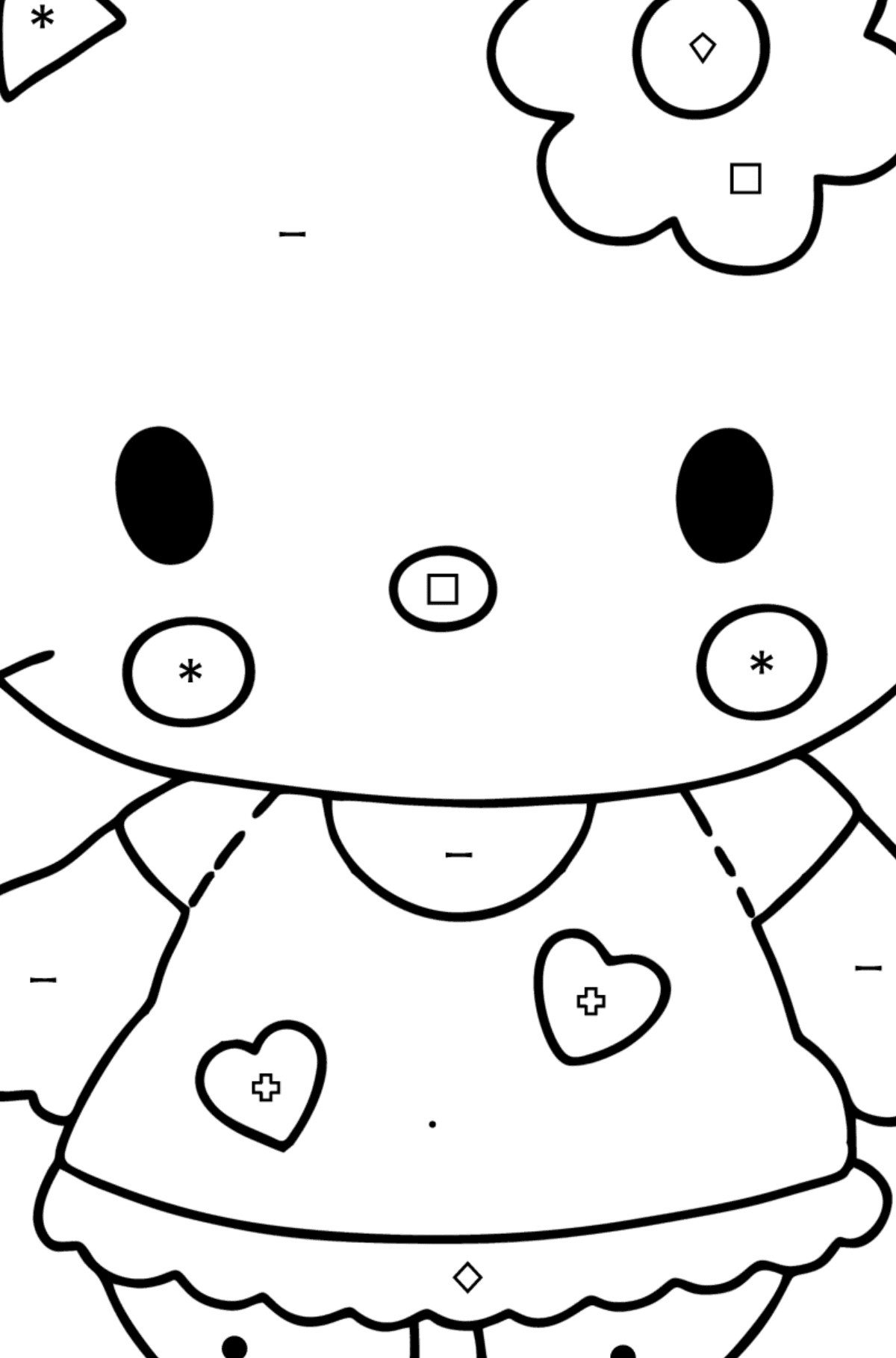 Boyama sayfası Hello Kitty - Sembollere ve Geometrik Şekillerle Boyama çocuklar için
