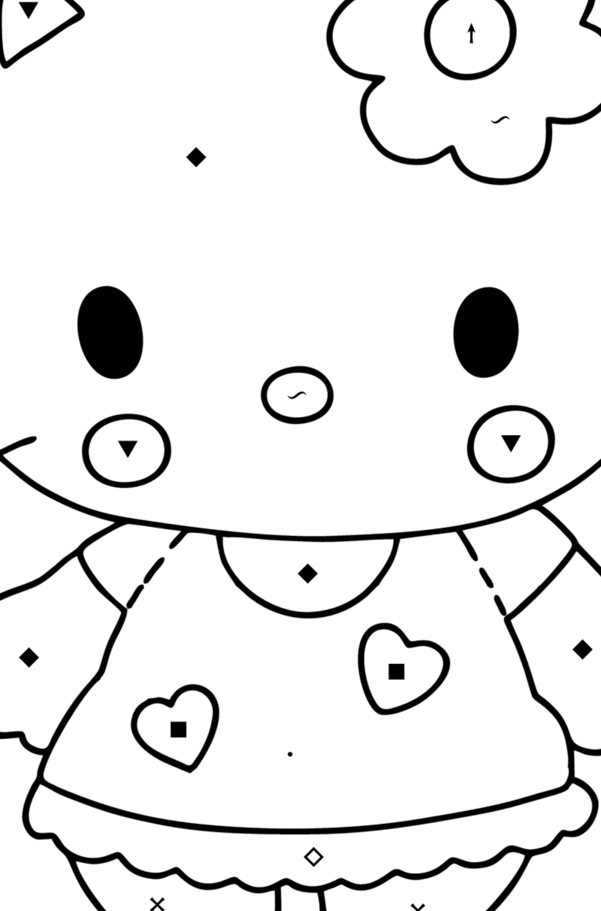 Boyama sayfası Hello Kitty - Sembollerle Boyama çocuklar için
