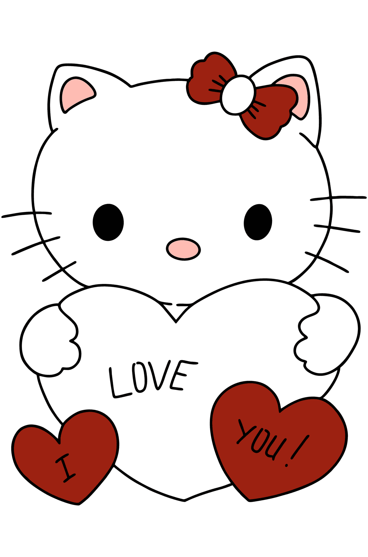 Hello Kitty and hearts colouring page - Coloring Pages for Kids