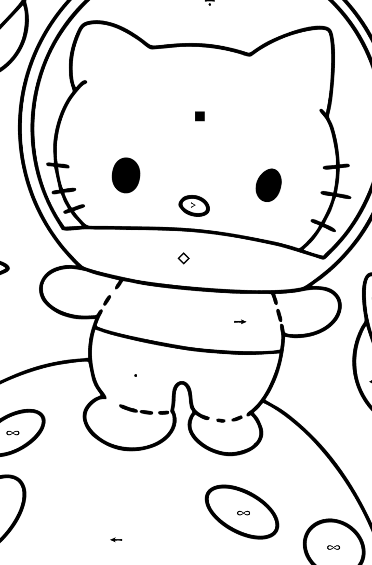Tegning til fargelegging Hello Kitty astronaut - Fargelegge etter symboler for barn