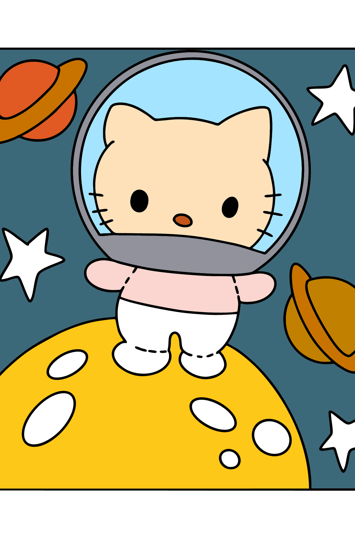 Mewarnai gambar Hello Kitty astronaut - Mewarnai gambar untuk anak-anak