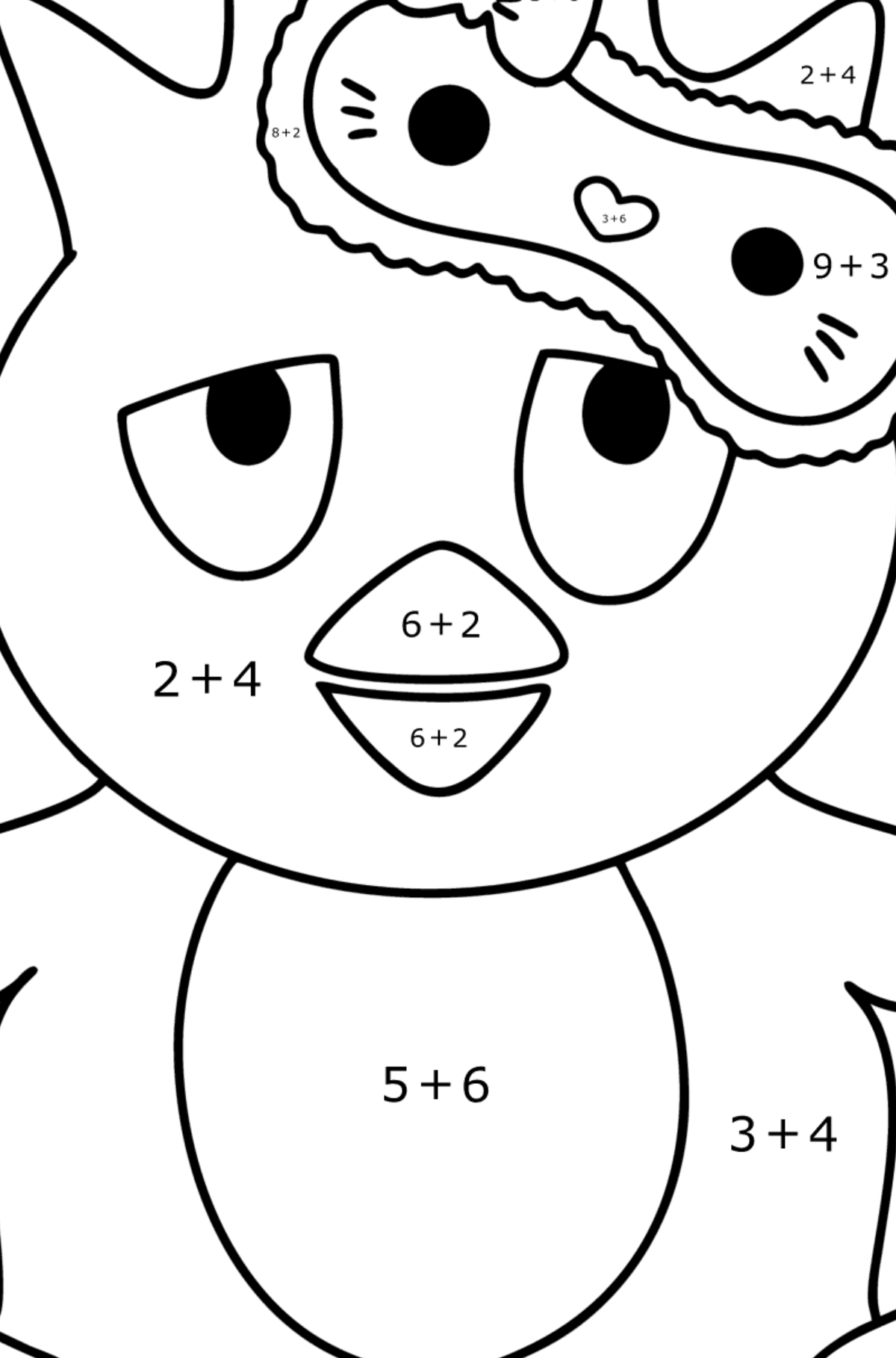 Boyama sayfası Badtz Maru - Matematik Boyama - Toplama çocuklar için
