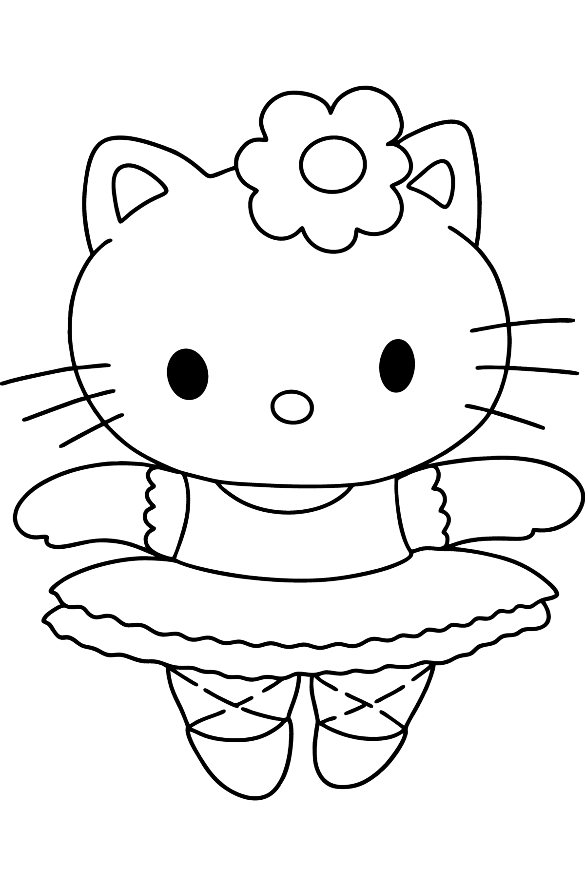 Desen de colorat Hello Kitty balerină - Desene de colorat pentru copii