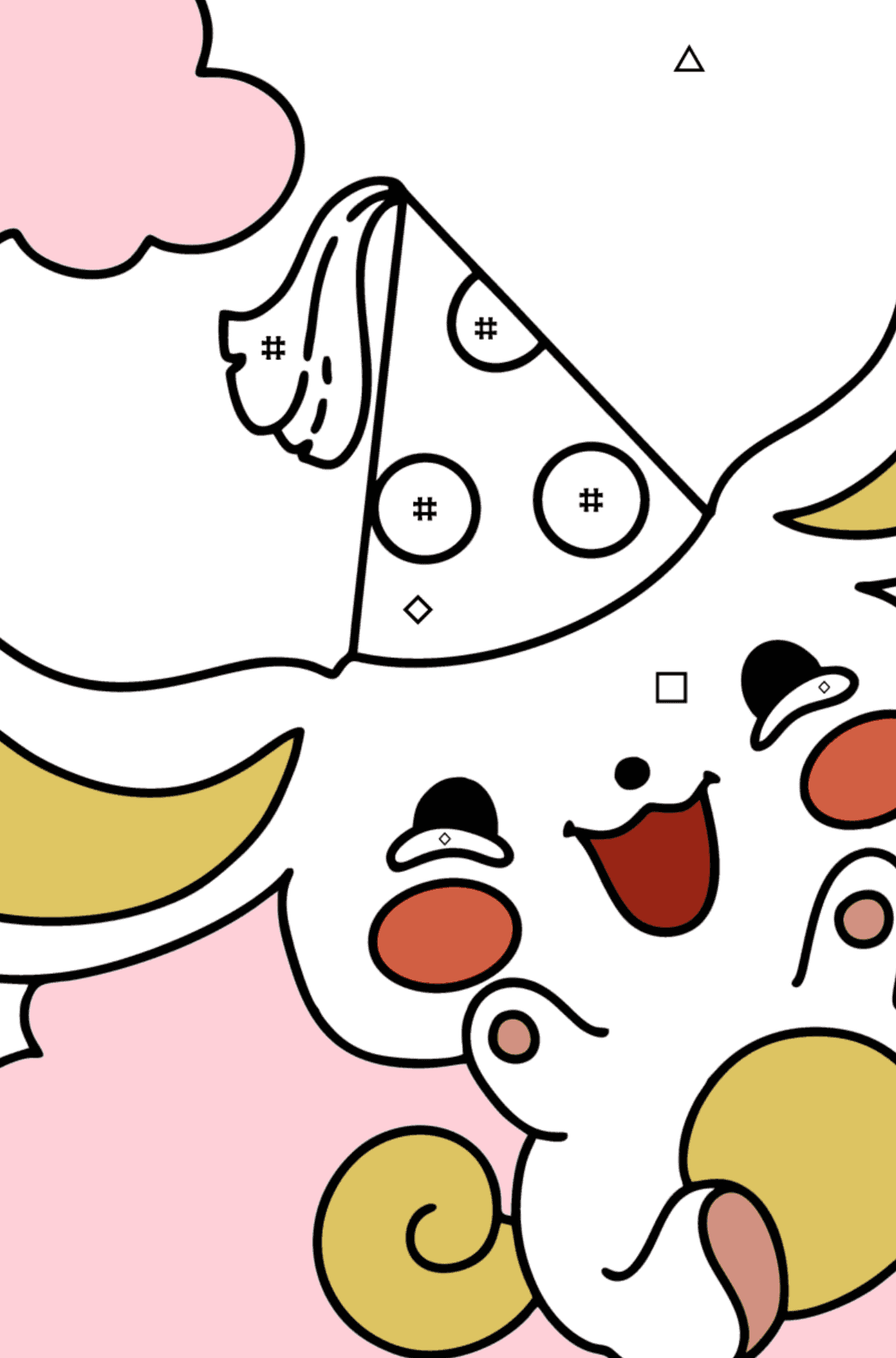 Kolorowanka Hello Kitty Chinnamoroll - Kolorowanie według symboli i figur geometrycznych dla dzieci