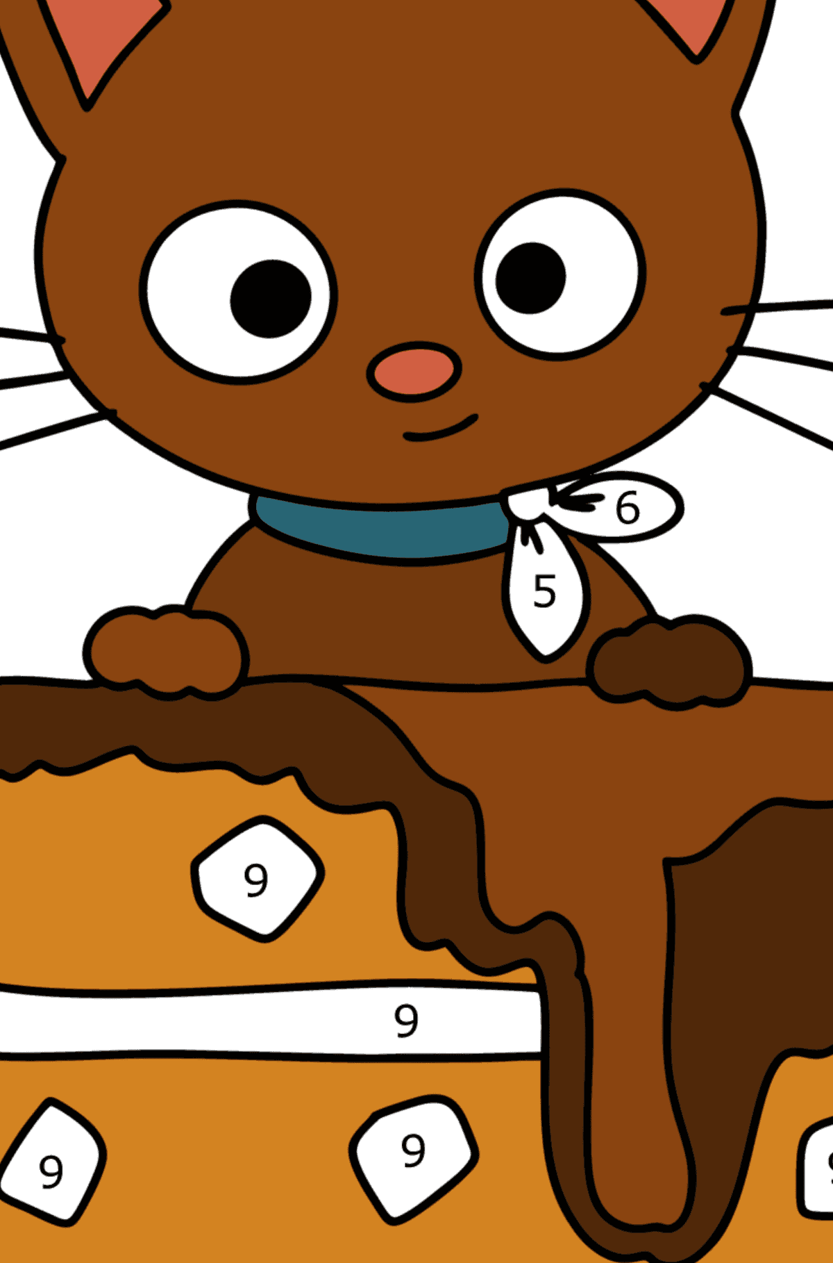 Coloriage Hello Kitty Chococat - Coloriage par Chiffres pour les Enfants