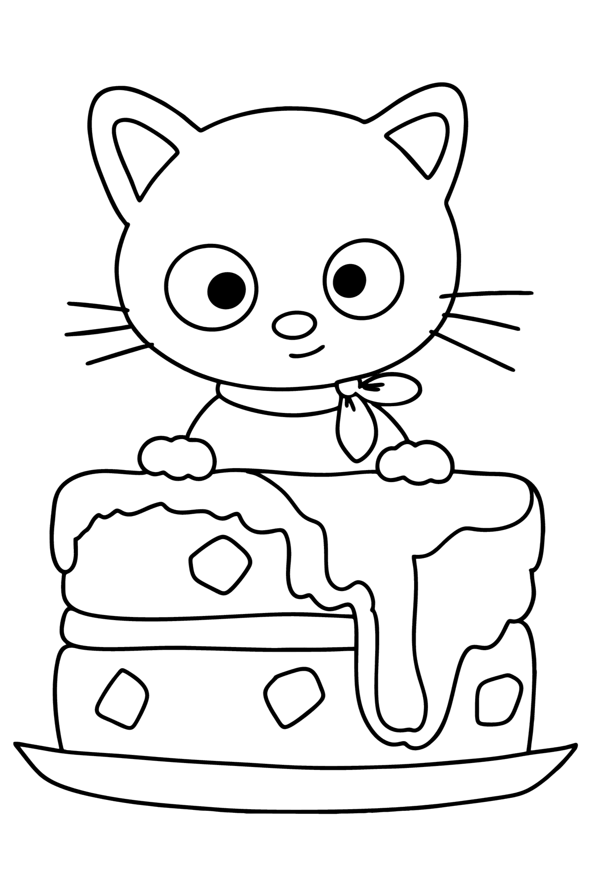 Dibujo de Hello Kitty Chococat para colorear - Dibujos para Colorear para Niños