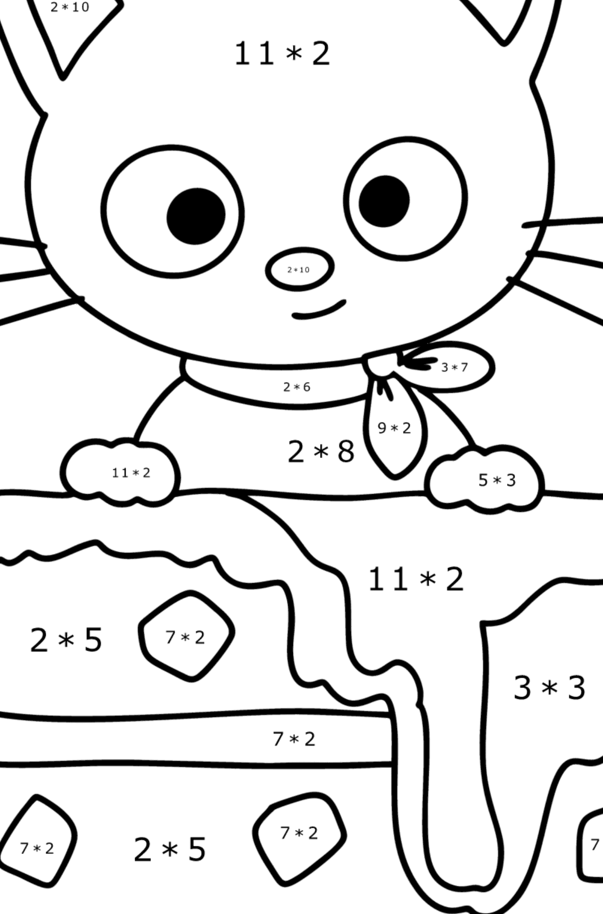 Boyama sayfası Chococat - Matematik Boyama - Çarpma çocuklar için