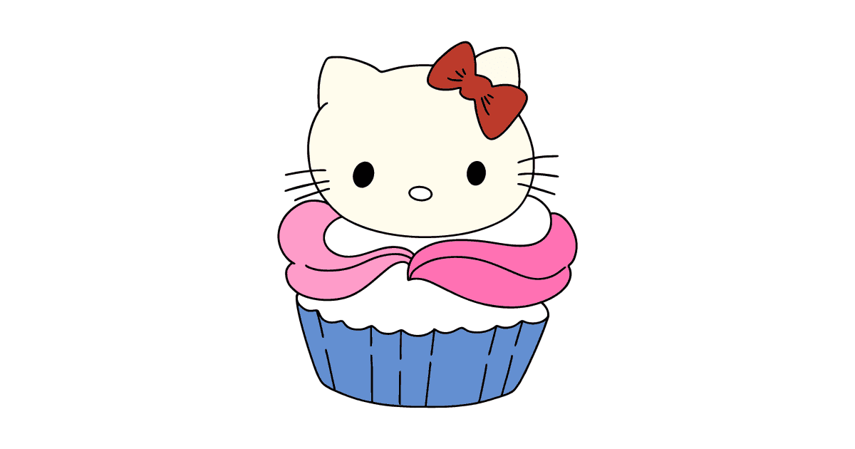 Hello Kitty cupcake coloring page ♥ Online and Print for Free!