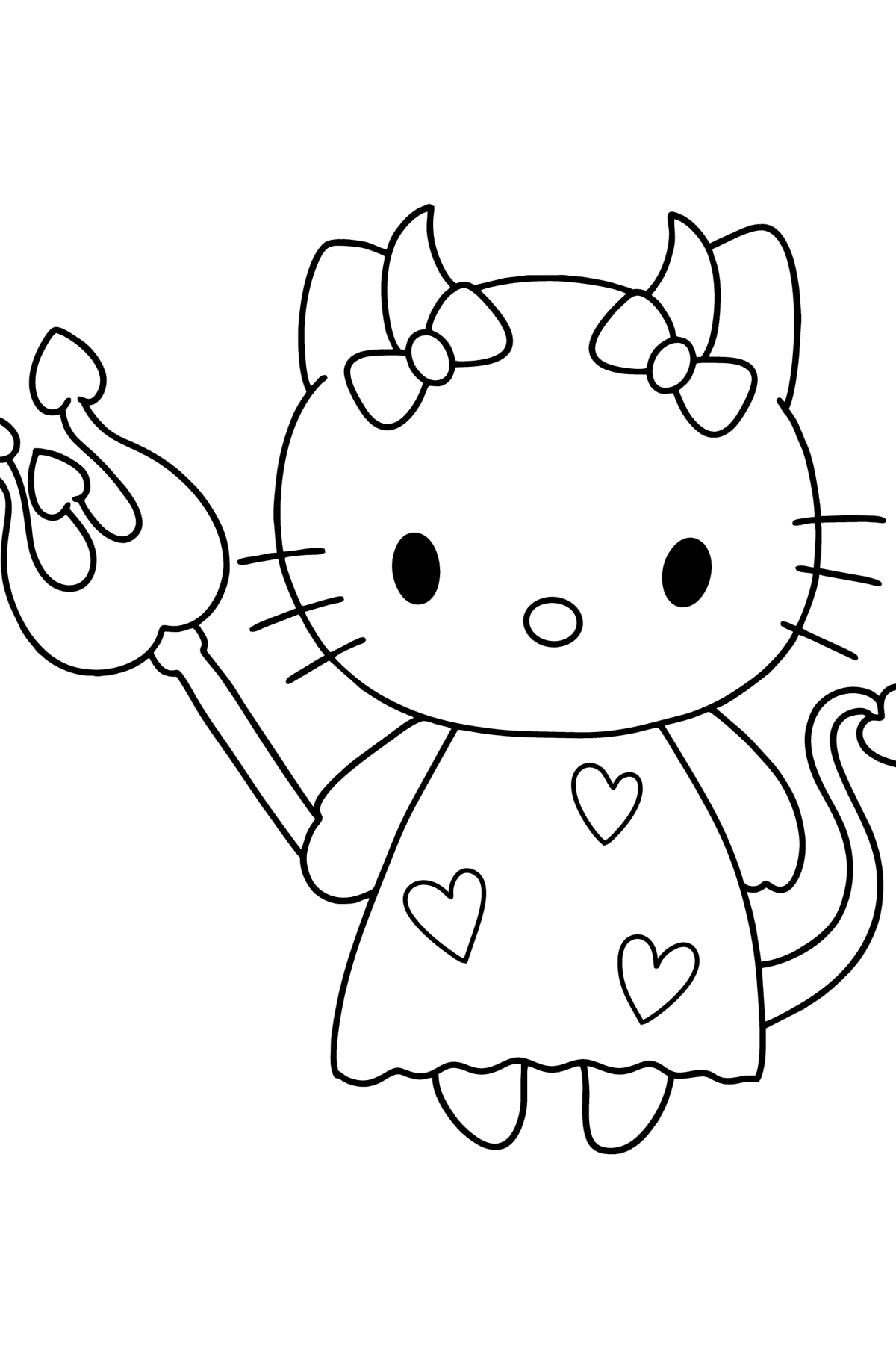 Coloriage de Hello Kitty Diable - Coloriages pour les Enfants