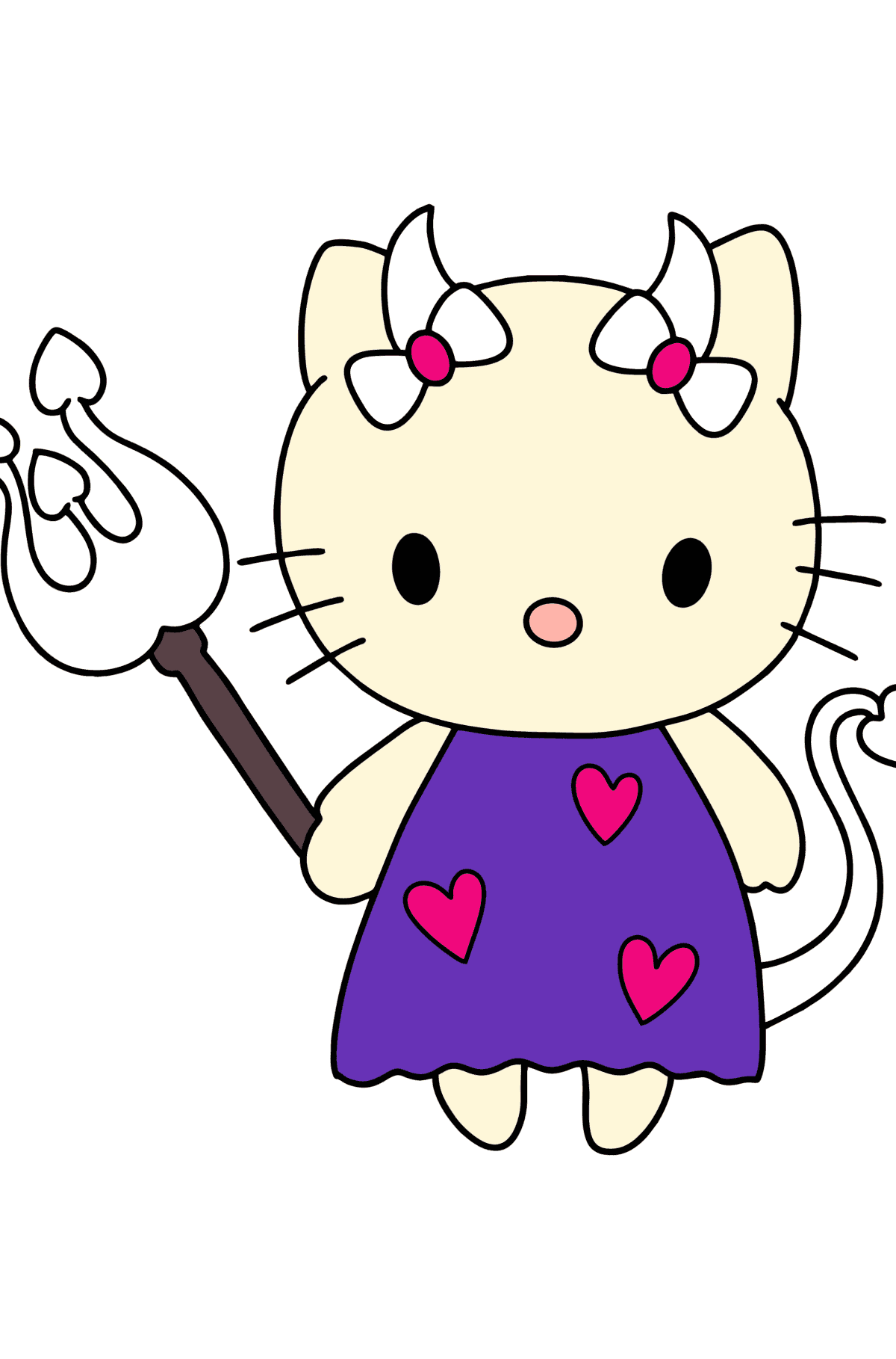 Desen de colorat Hello Kitty diavol - Desene de colorat pentru copii