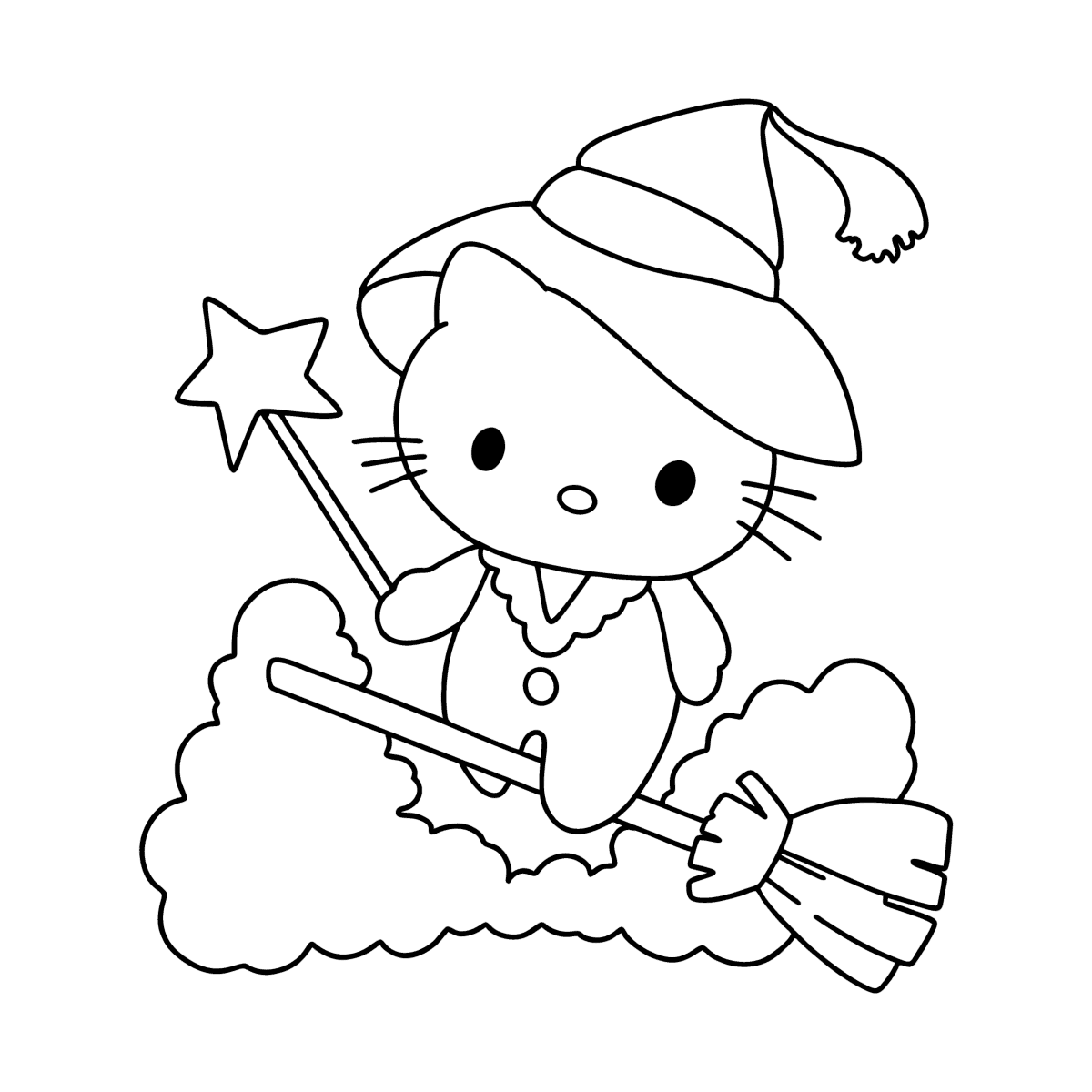 Desenhos para colorir Hello Kitty Halloween com a sua abobora.