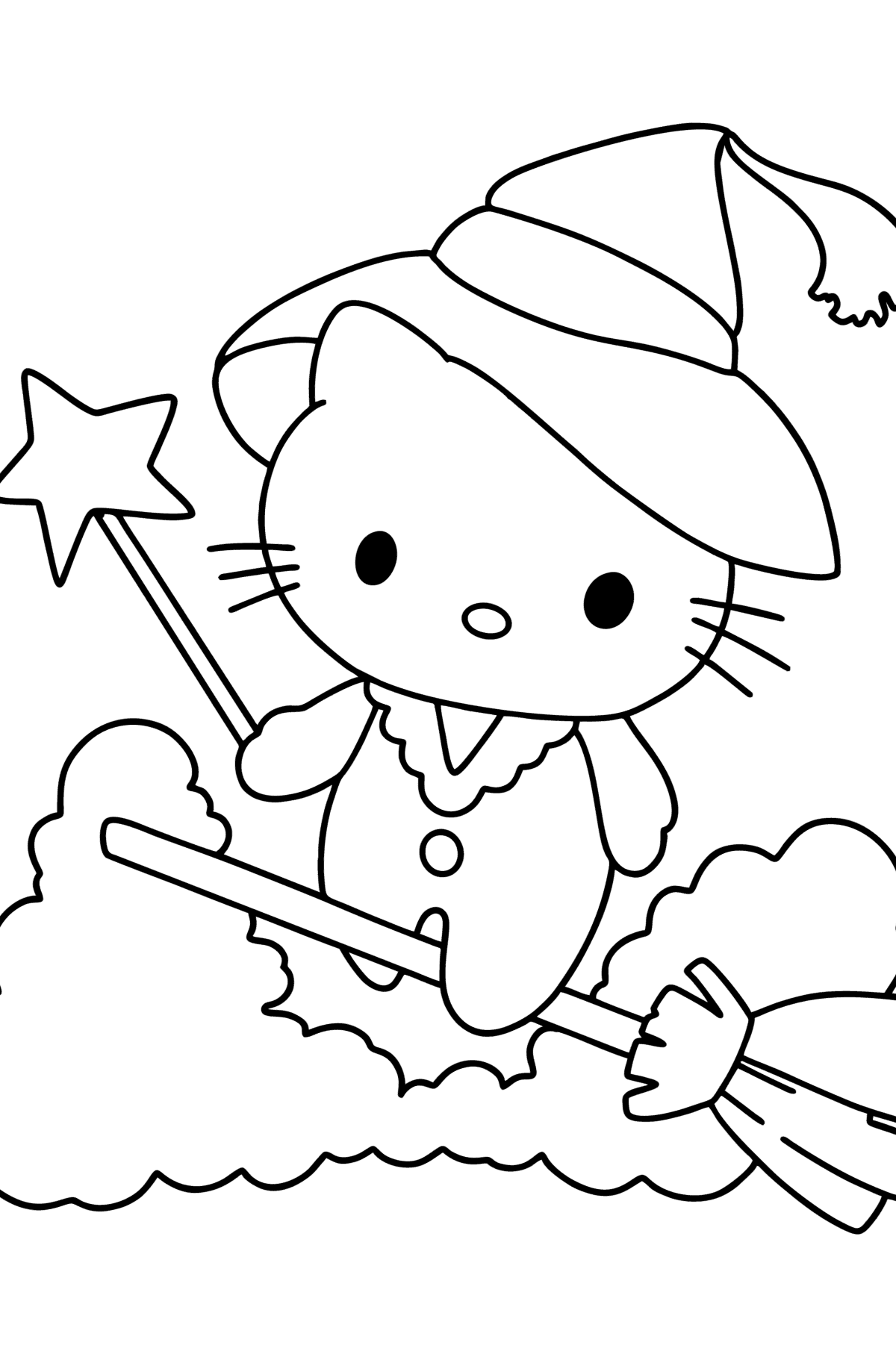 Раскраска Хелло Китти (Hello Kitty) на Хеллоуин - Картинки для Детей