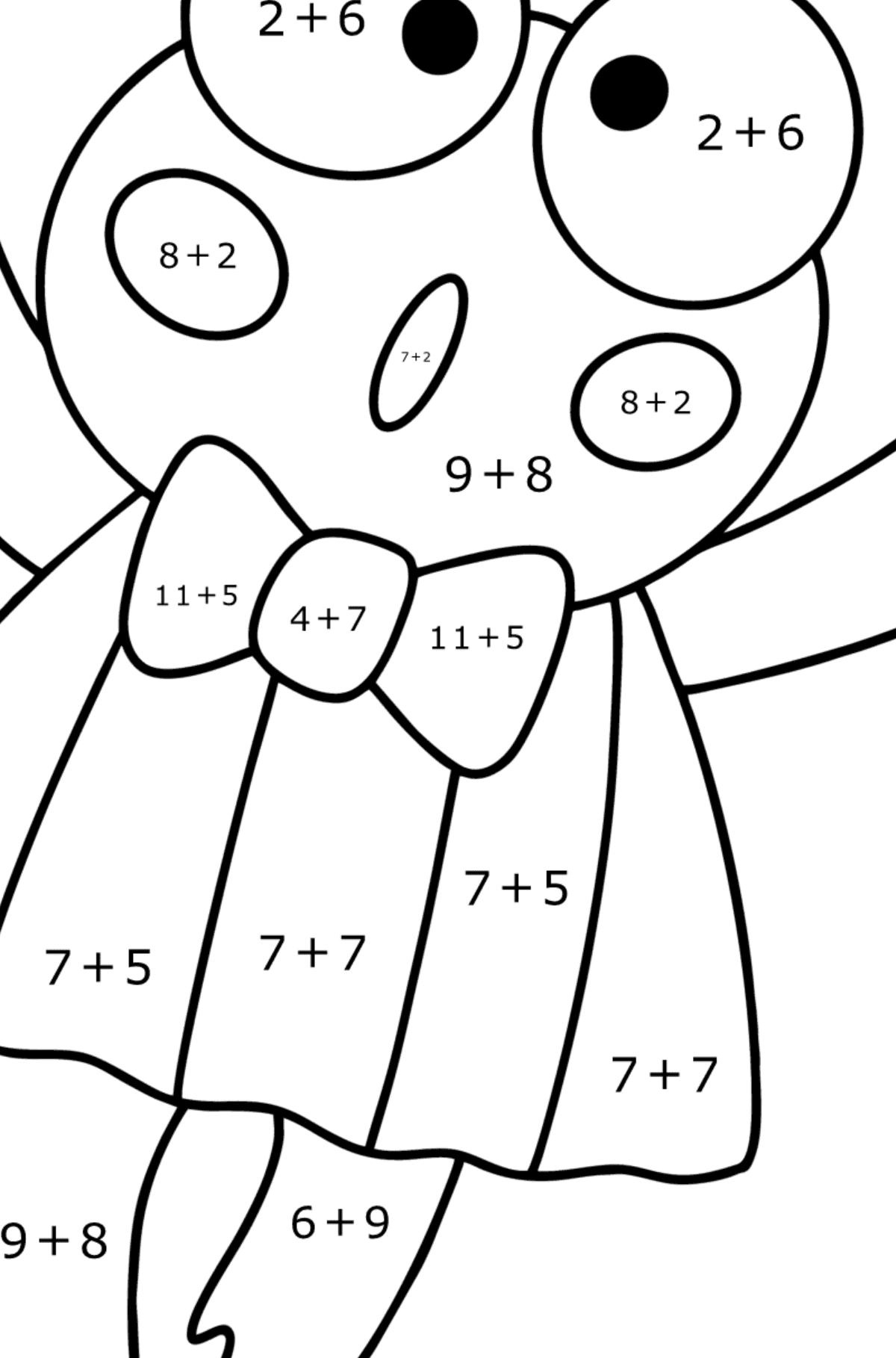 Boyama sayfası Keroppi - Matematik Boyama - Toplama çocuklar için